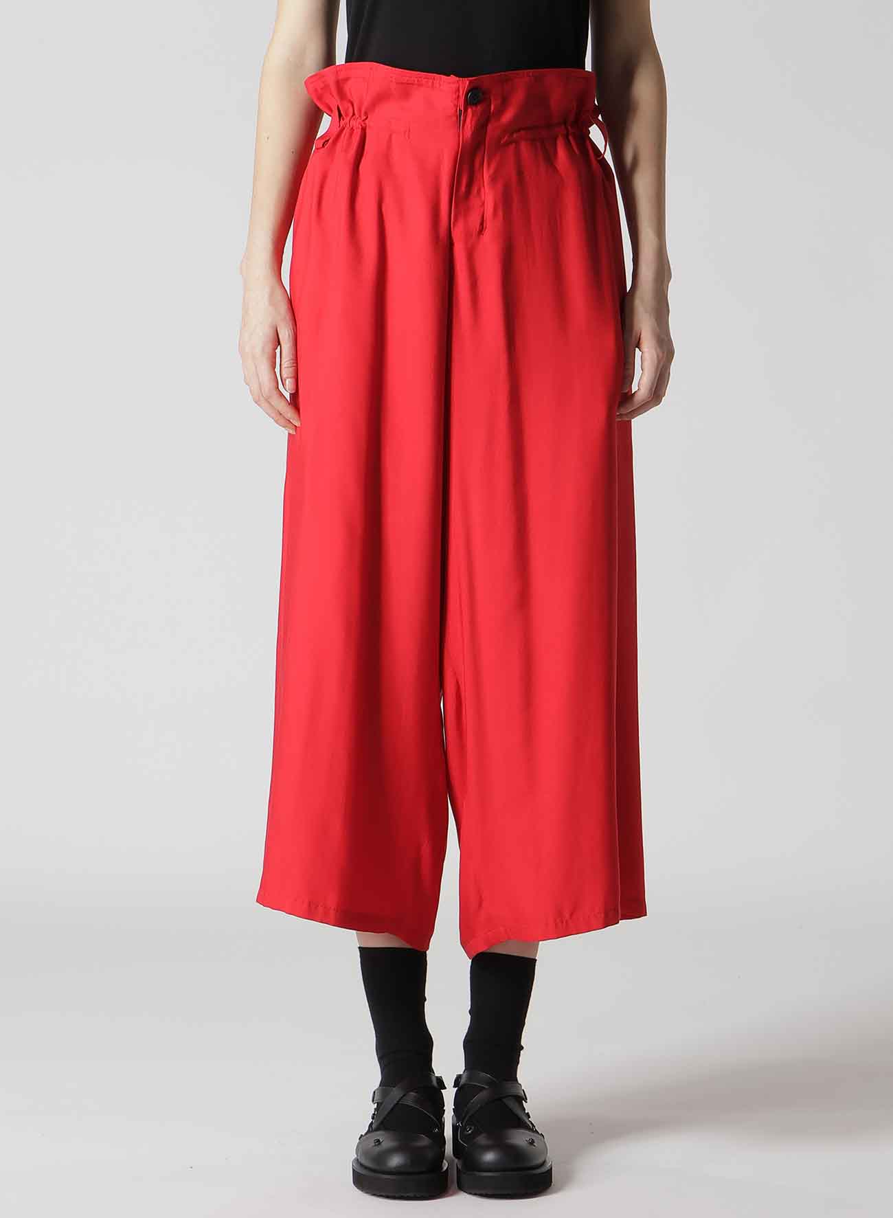 BACK SATIN CROSS WAIST STRING TUCK PANTS