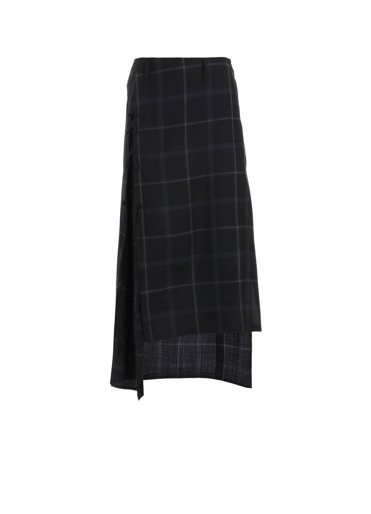 PLAID LACE-UP LONG SKIRT