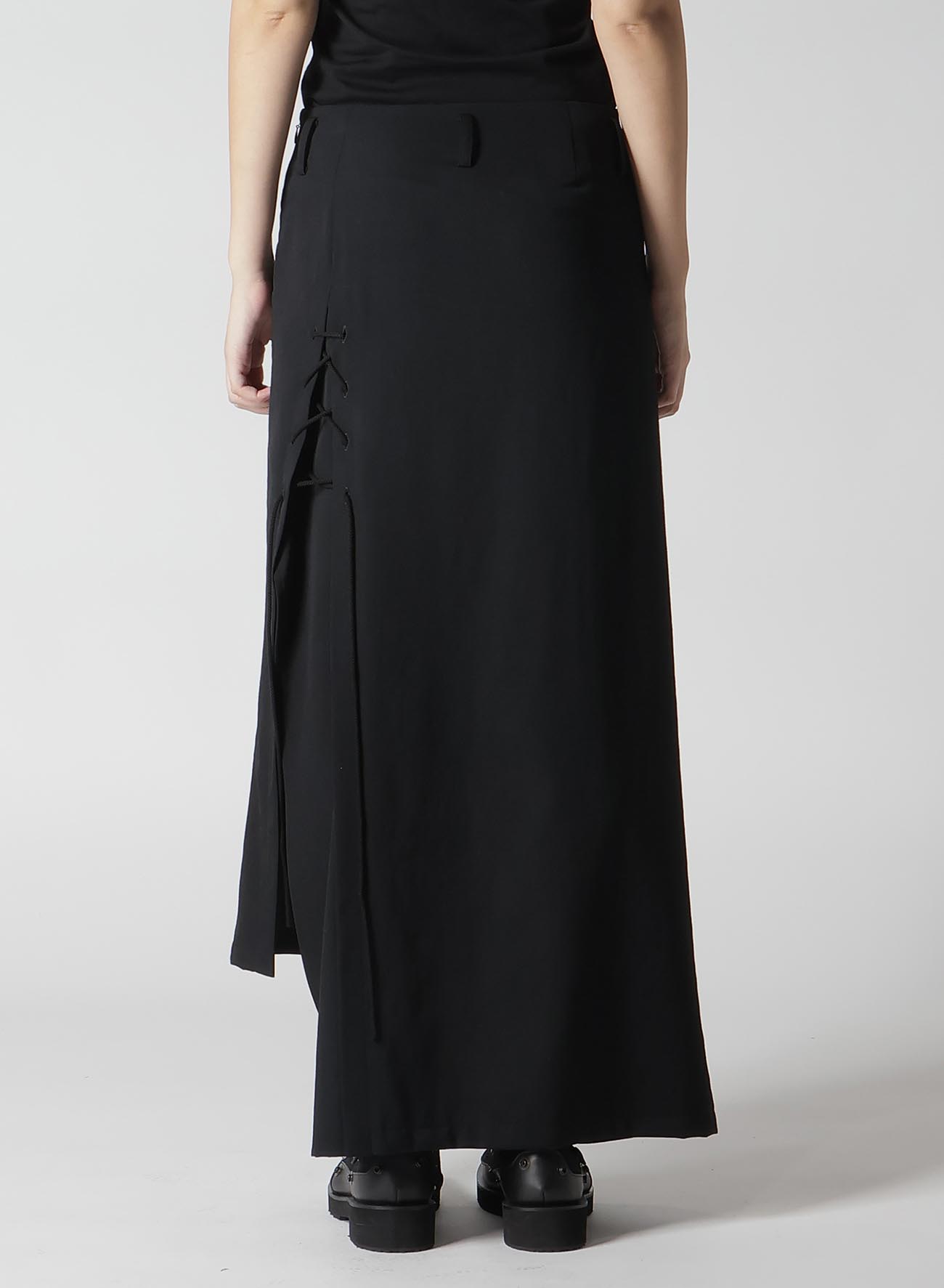 WOOL GABARDINE LACE-UP LONG SKIRT