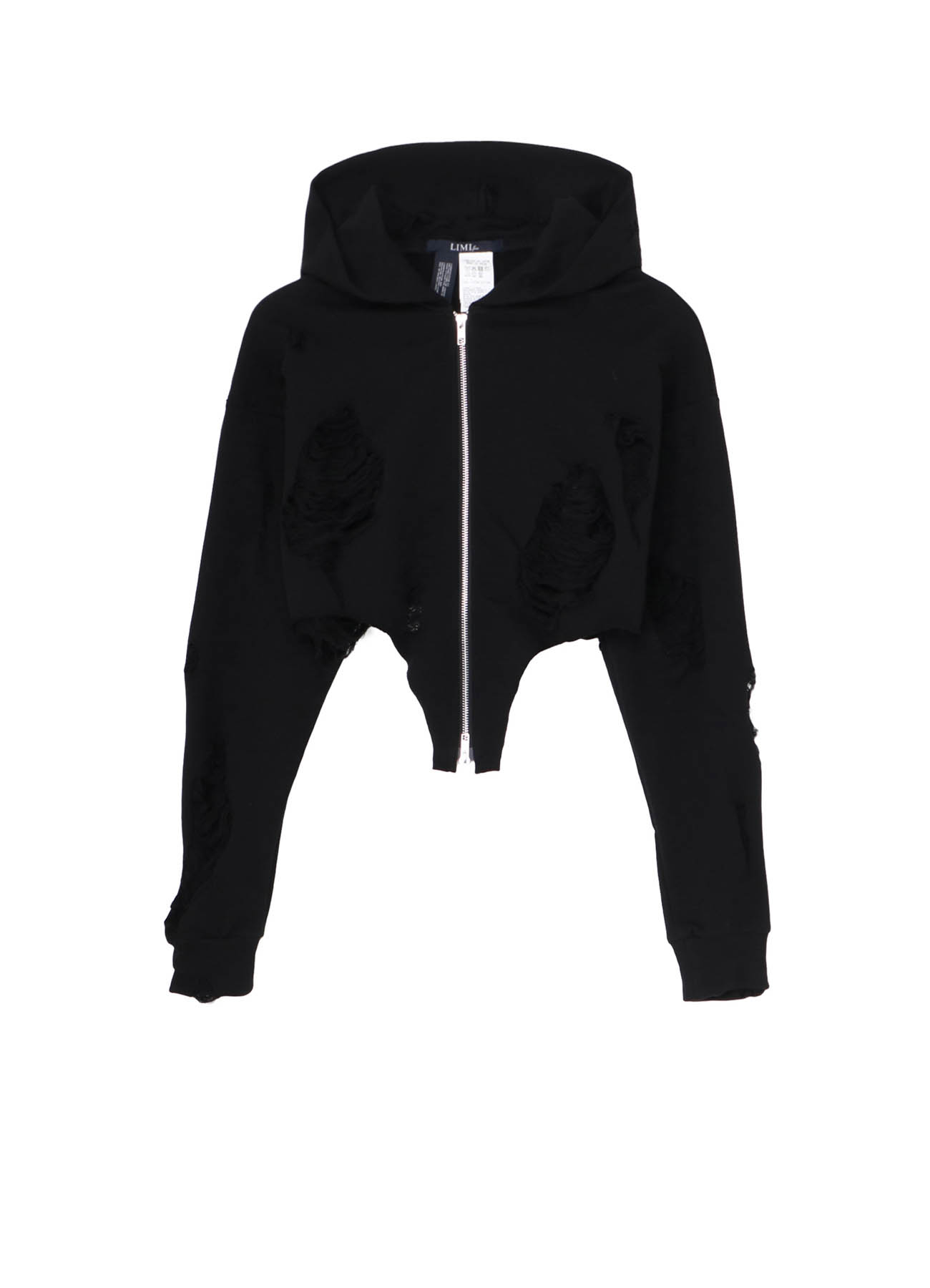 CRUSHED FLEECE LINING CURVED HEM HOODIE