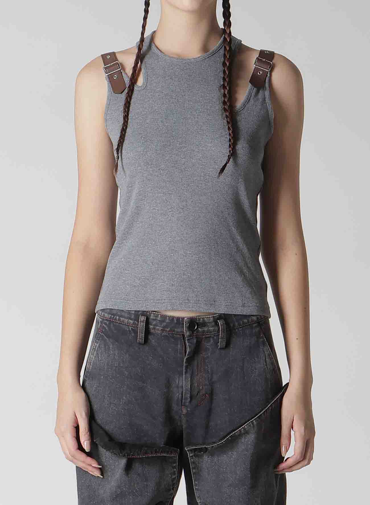 RIB STITCH SHOULDER BELT TANK TOP