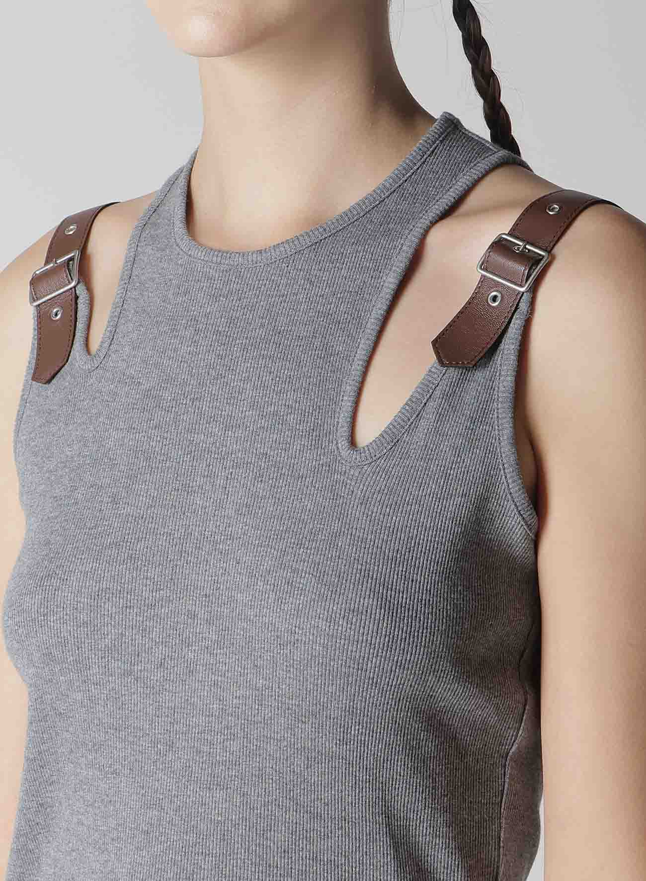 RIB STITCH SHOULDER BELT TANK TOP