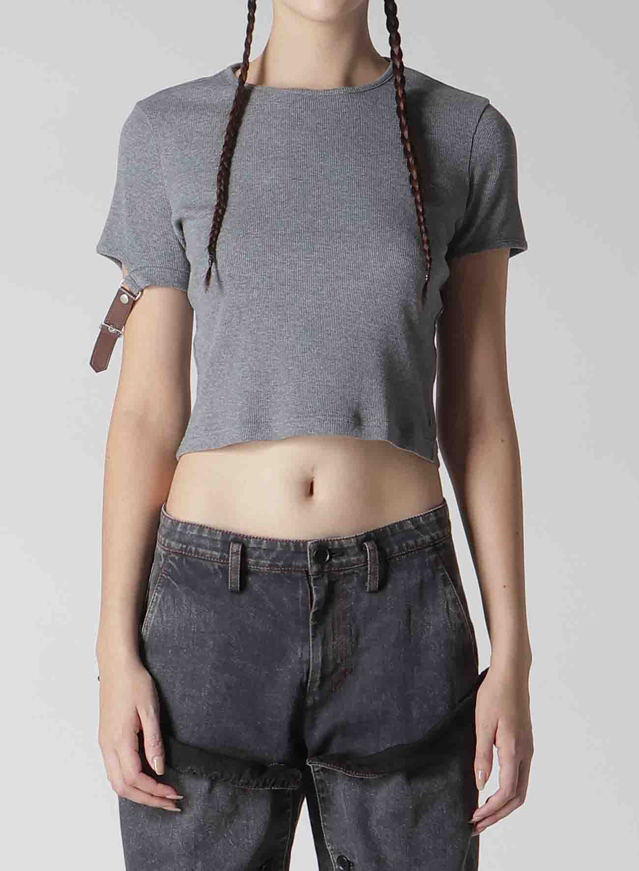 RIB STITCH BELTED CUFF T-SHIRT