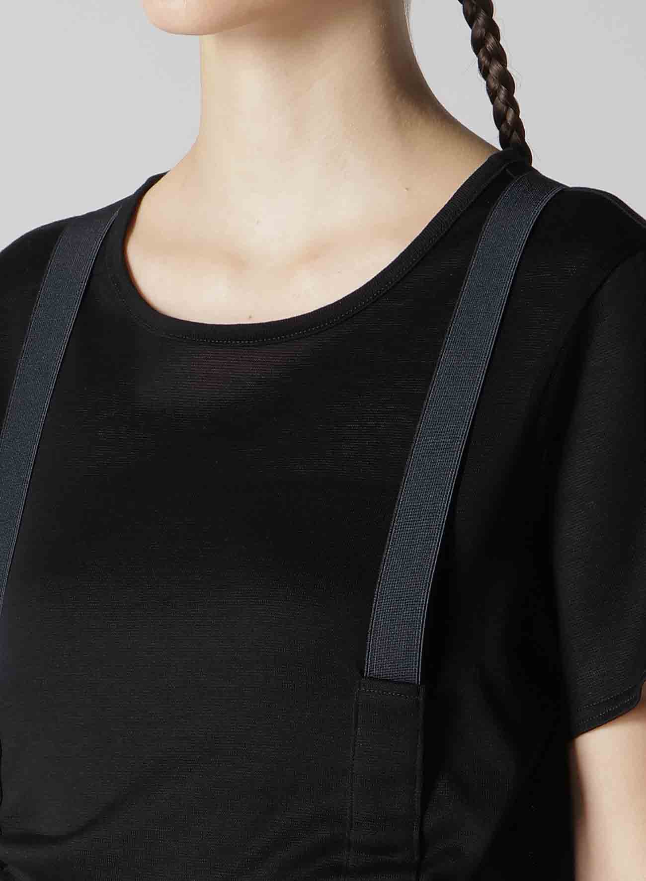 PARALLELED PLAIN STITCH SUSPENDER T-SHIRT