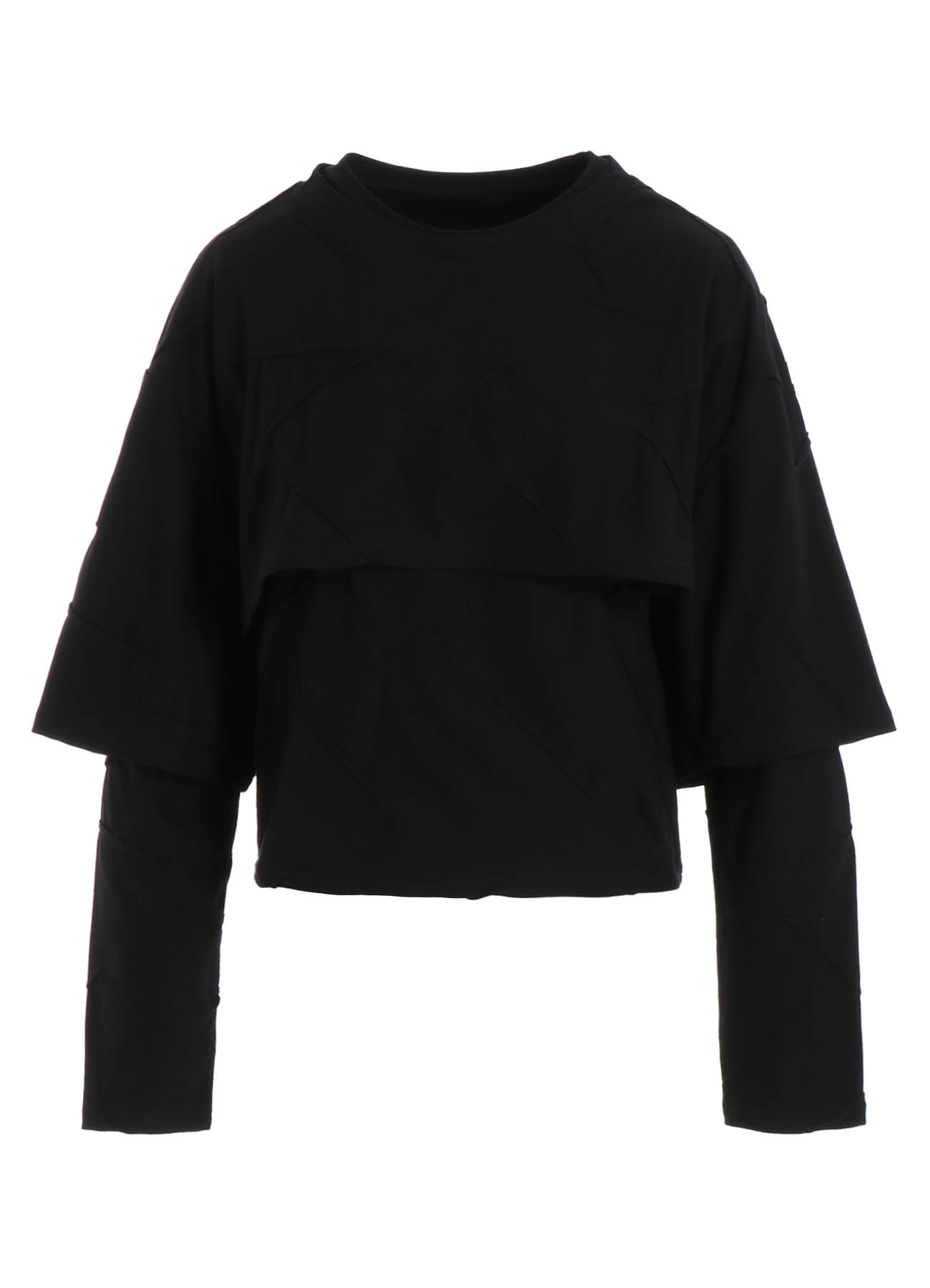 TUCK JACQUARD LAYERED SEPARATE LONG SLEEVE T-SHIRT