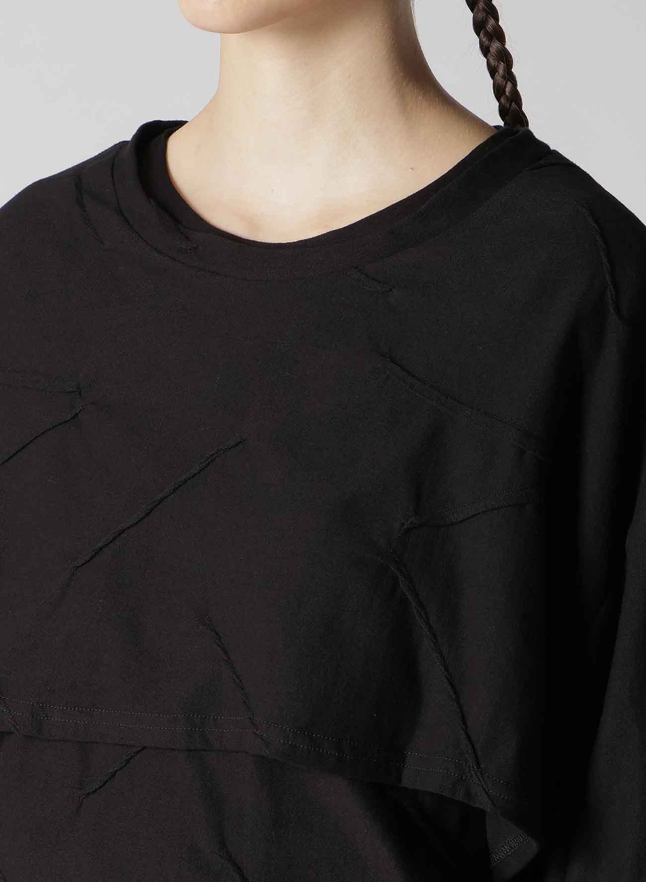 TUCK JACQUARD LAYERED SEPARATE LONG SLEEVE T-SHIRT