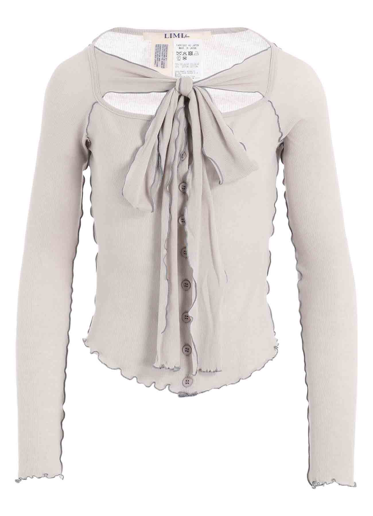 RIB STITCH CARDIGAN WITH RIBBON