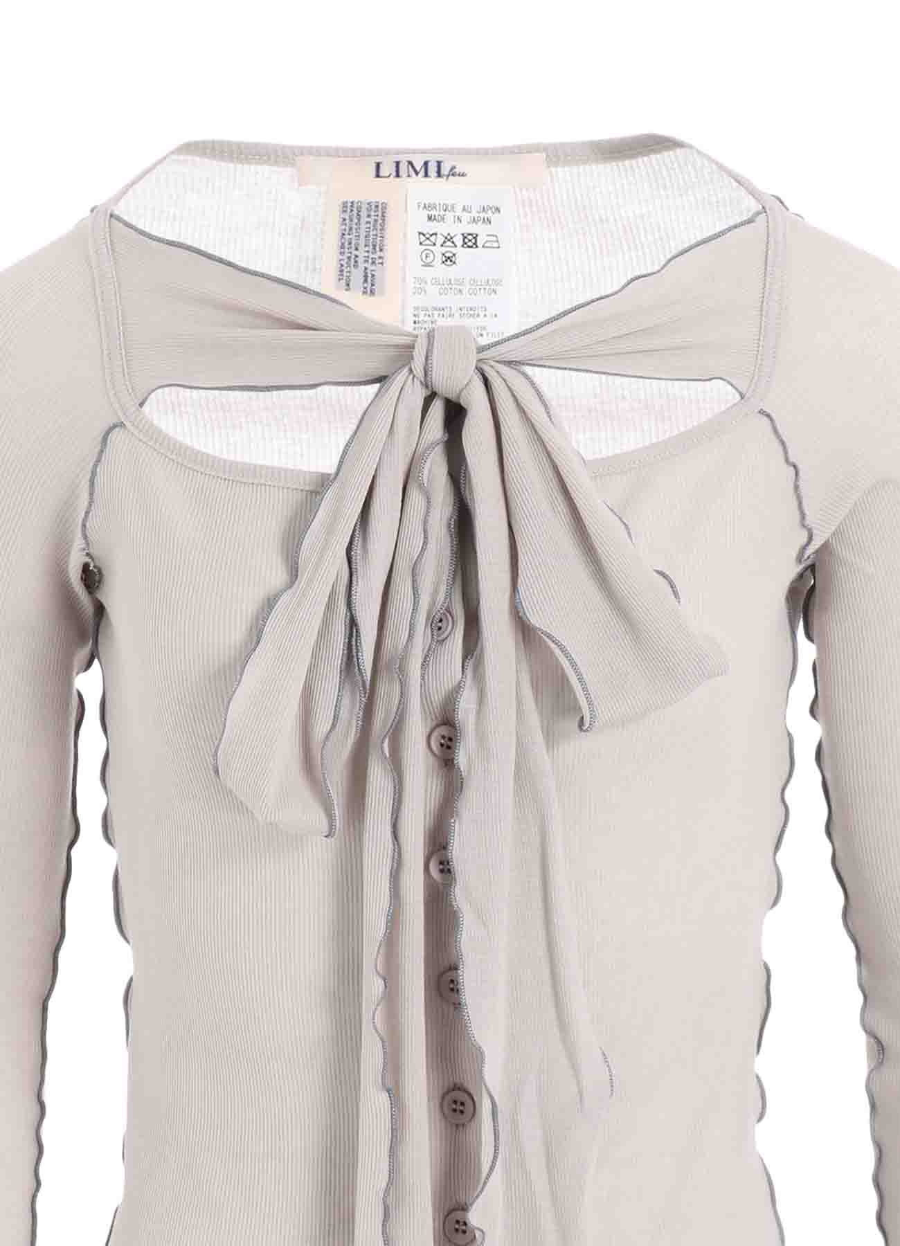 RIB STITCH CARDIGAN WITH RIBBON