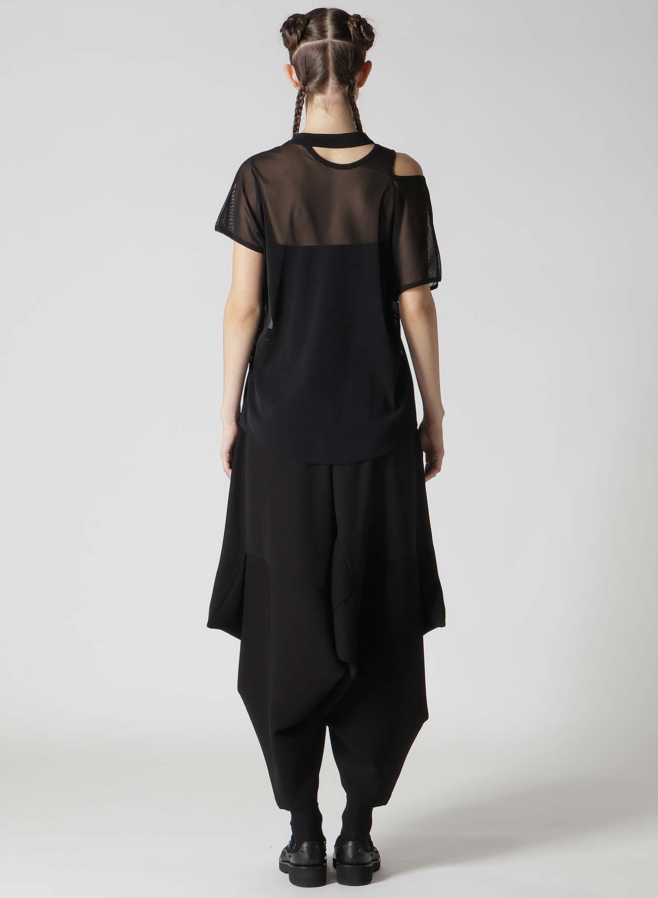 TULLE SLIT FRENCH SLEEVE T-SHIRT