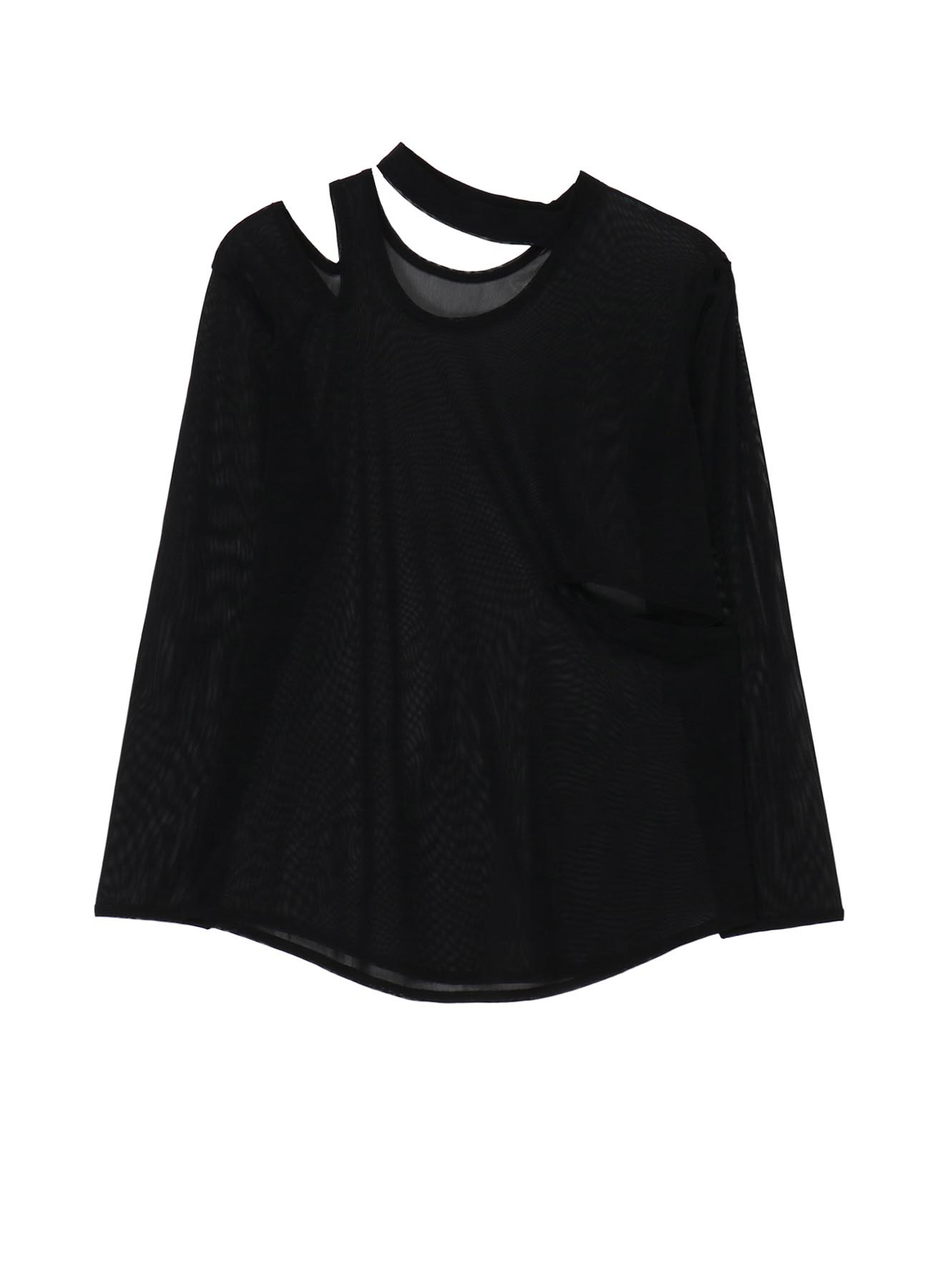 TULLE SLIT LONG SLEEVE T-SHIRT