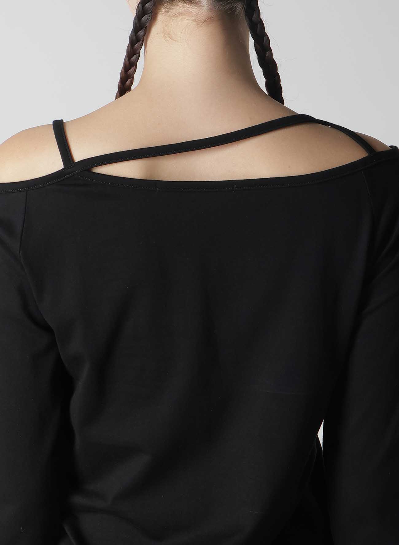 PLAIN STITCH STRING DETAIL LONG SLEEVE T-SHIRT