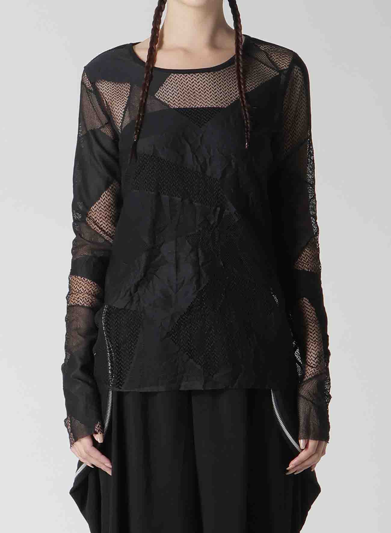 GEOMETRIC NET SLIM LONG SLEEVE T-SHIRT