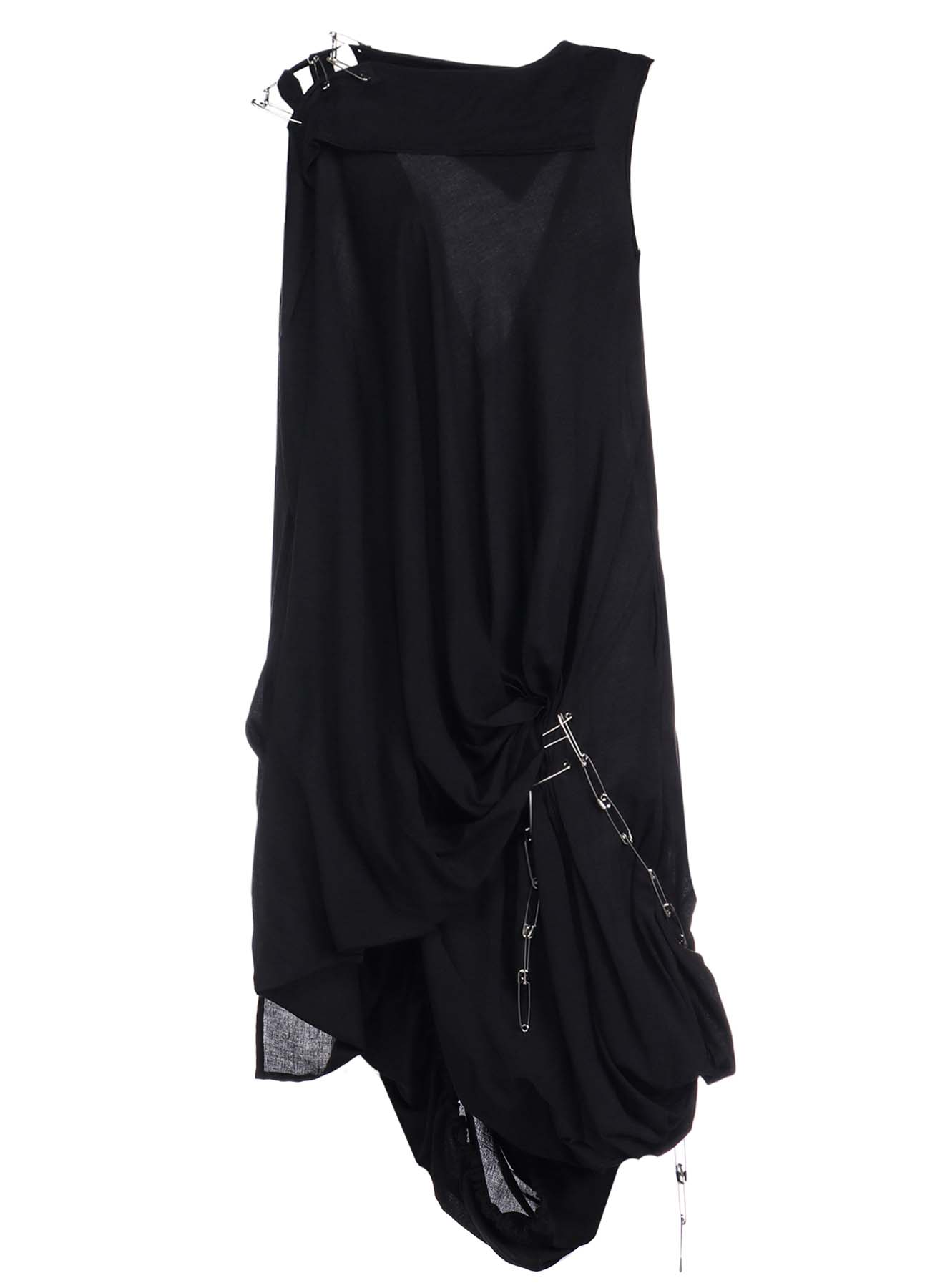 SOFT LAWN DRAPE DRESS WITH PIN