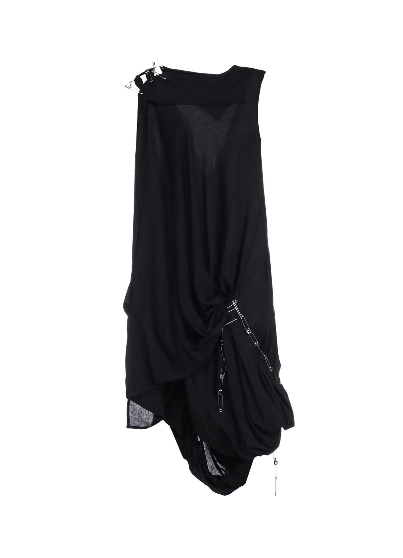 SOFT LAWN DRAPE DRESS WITH PIN