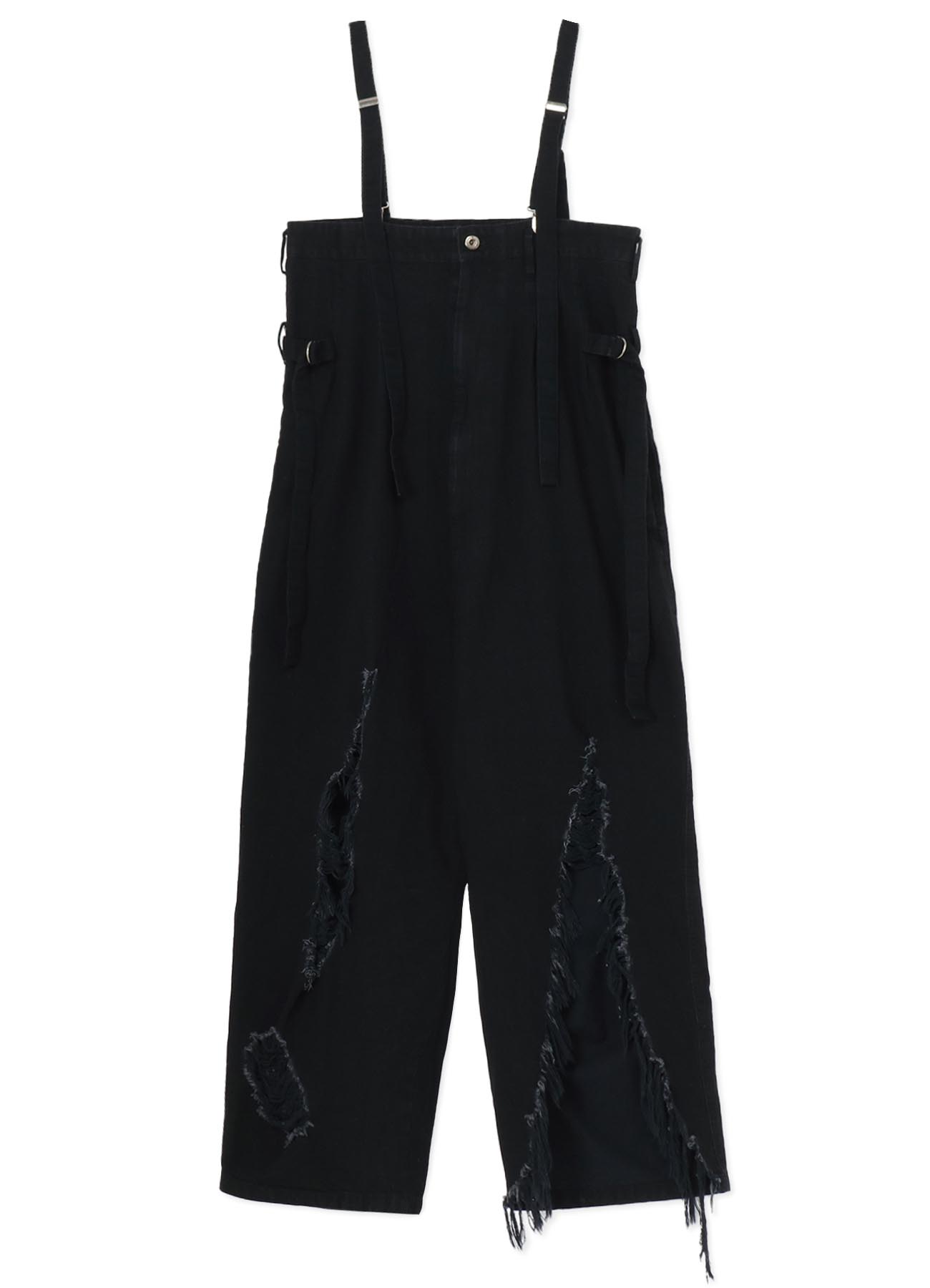 RIPPED DENIM SUSPENDERS OVERALL