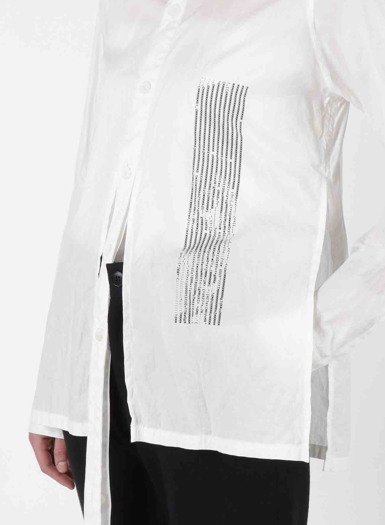 Cotton Ascii Eye Print A Stand Collar Long Tape Shirt