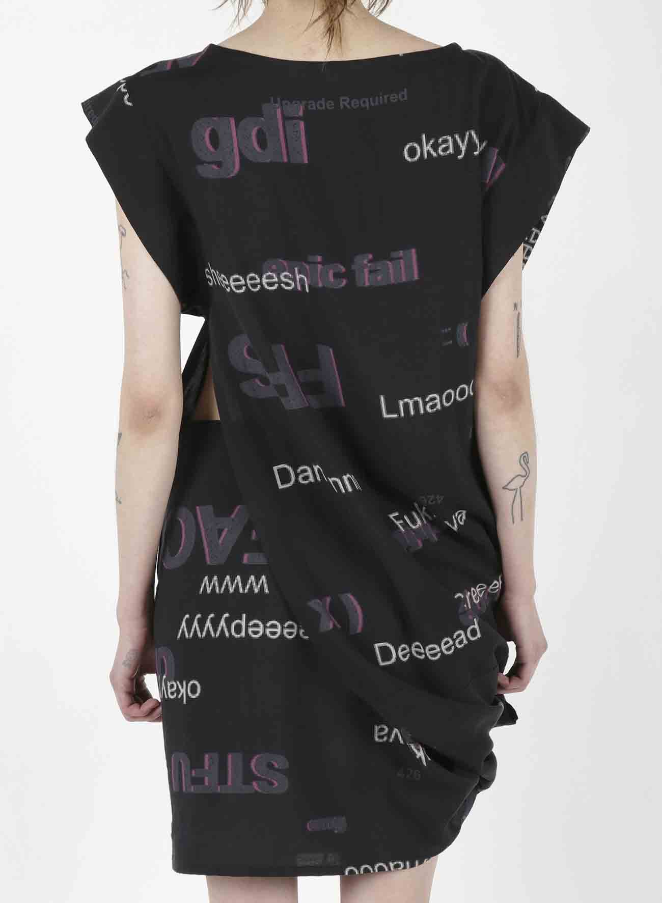 Net Slang Print B Cross Side Dress