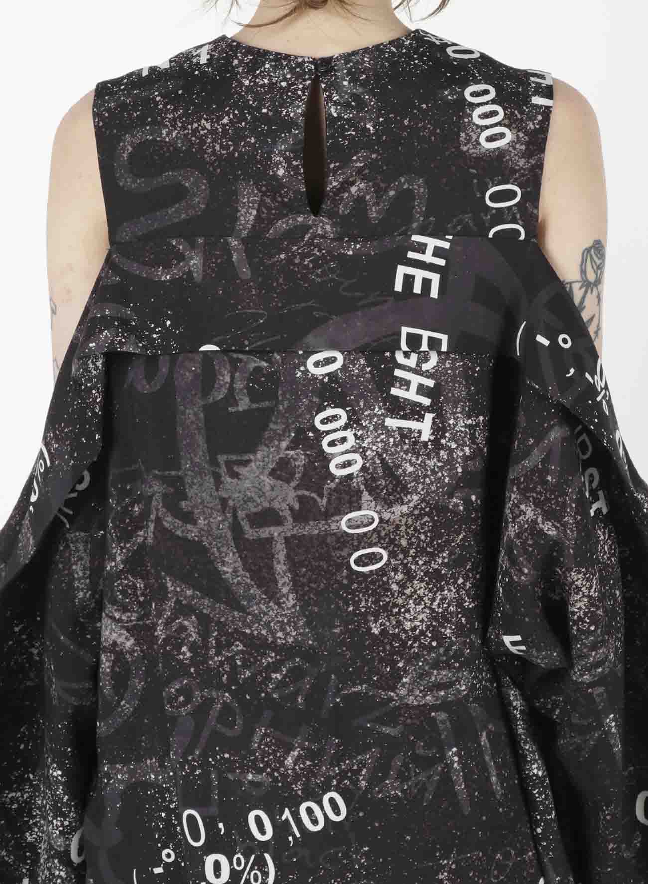 Black Light Print B Cross Off Shoulder Dress