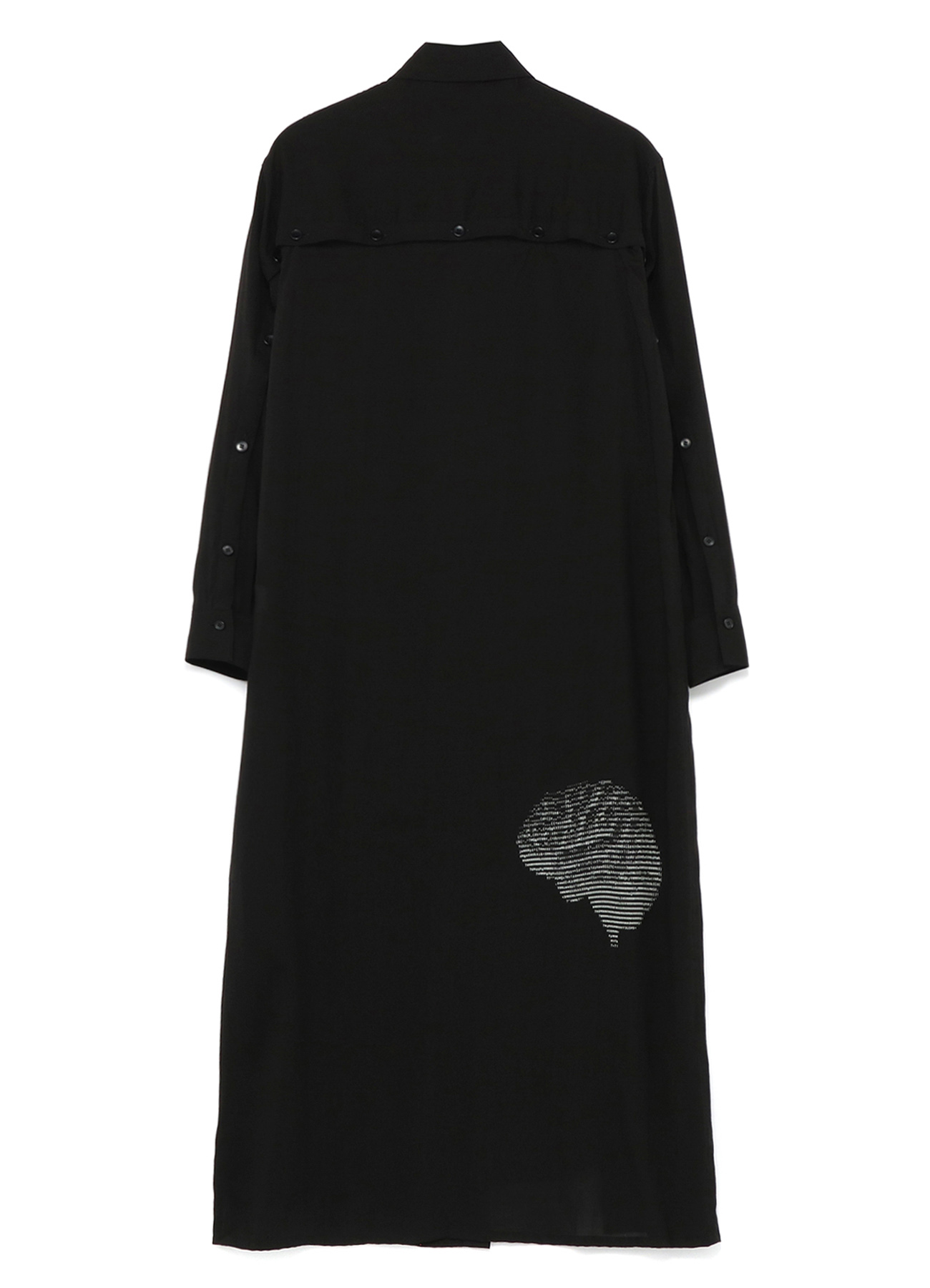 Ascii Brain Print Back Placket Shirt Dress