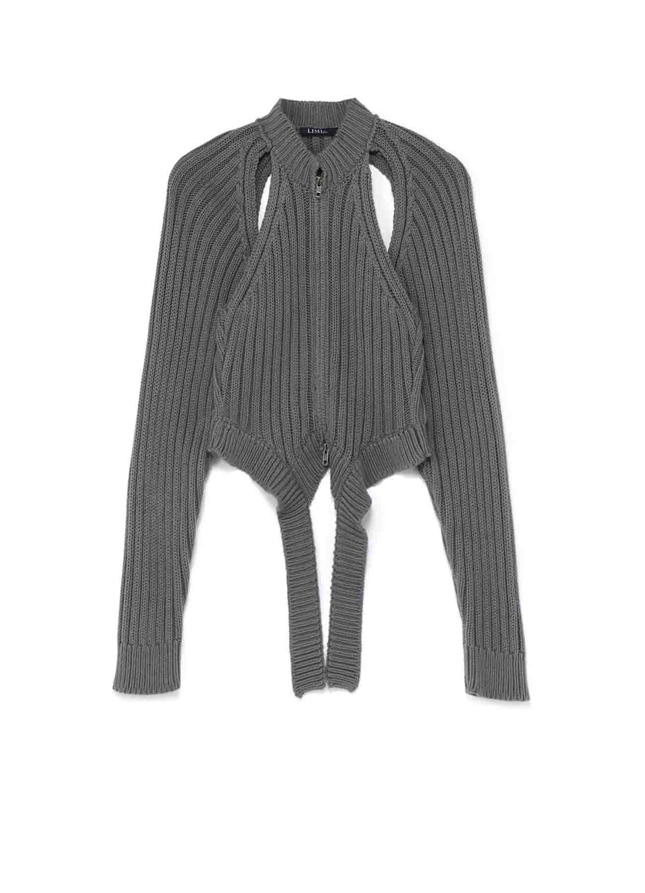 CottoN Low Gauge Rib Slit Raglan Cardigan