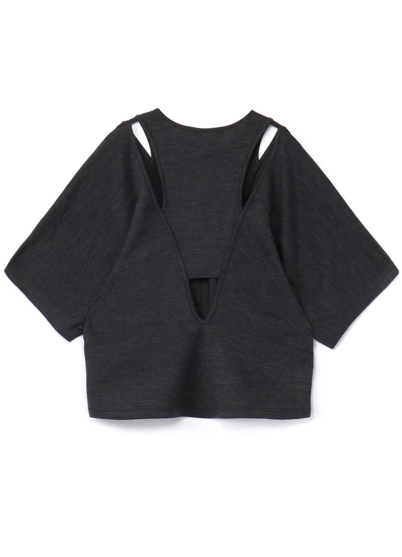 Silky Wool Plain stitch Suspender Slit T-Shirt