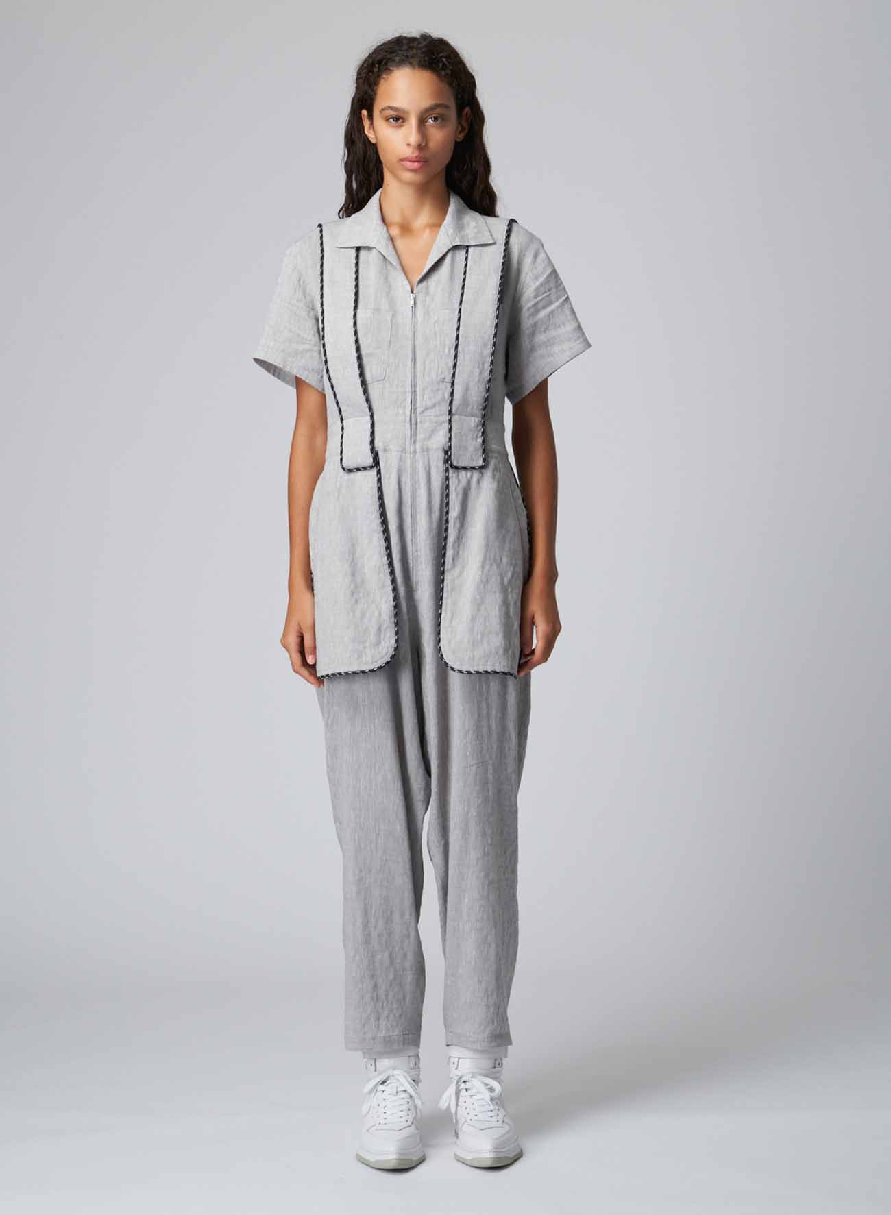 BREATHABLE LINEN/RAYON JUMPSUIT WITH MULTIPLE POCKETS