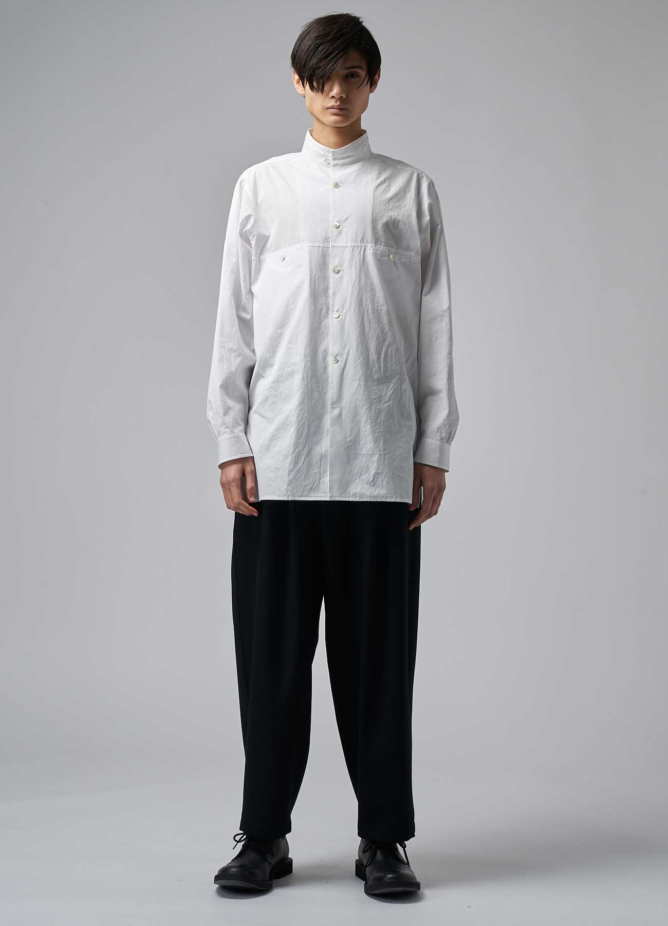 COTTON BROADCLOTH SHIRT WITH STAND-UP COLLAR