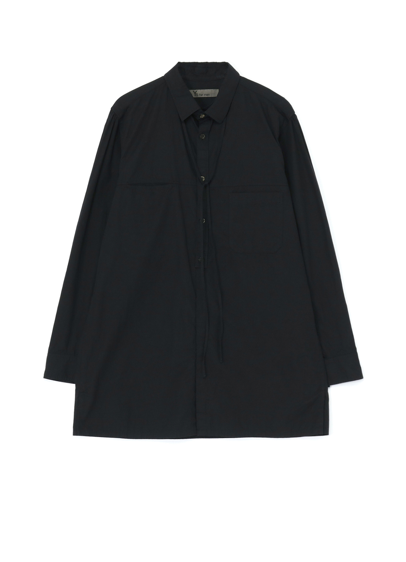 WRINKLED COTTON BROADCLOTH SHIRT WITH COLLAR CORD DETAIL