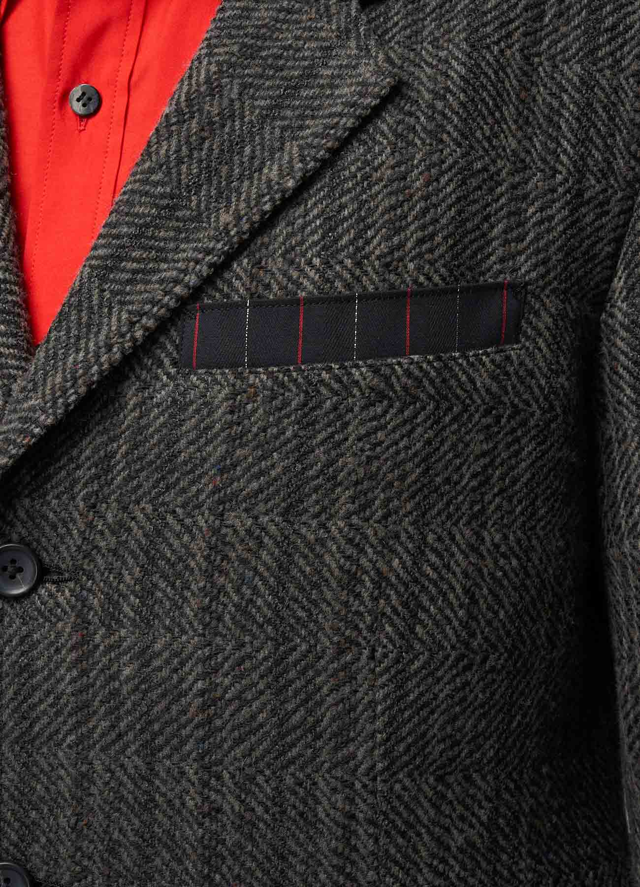 NEPPED HERRINGBONE JACKET WITH STRIPED POCKET DETAILS