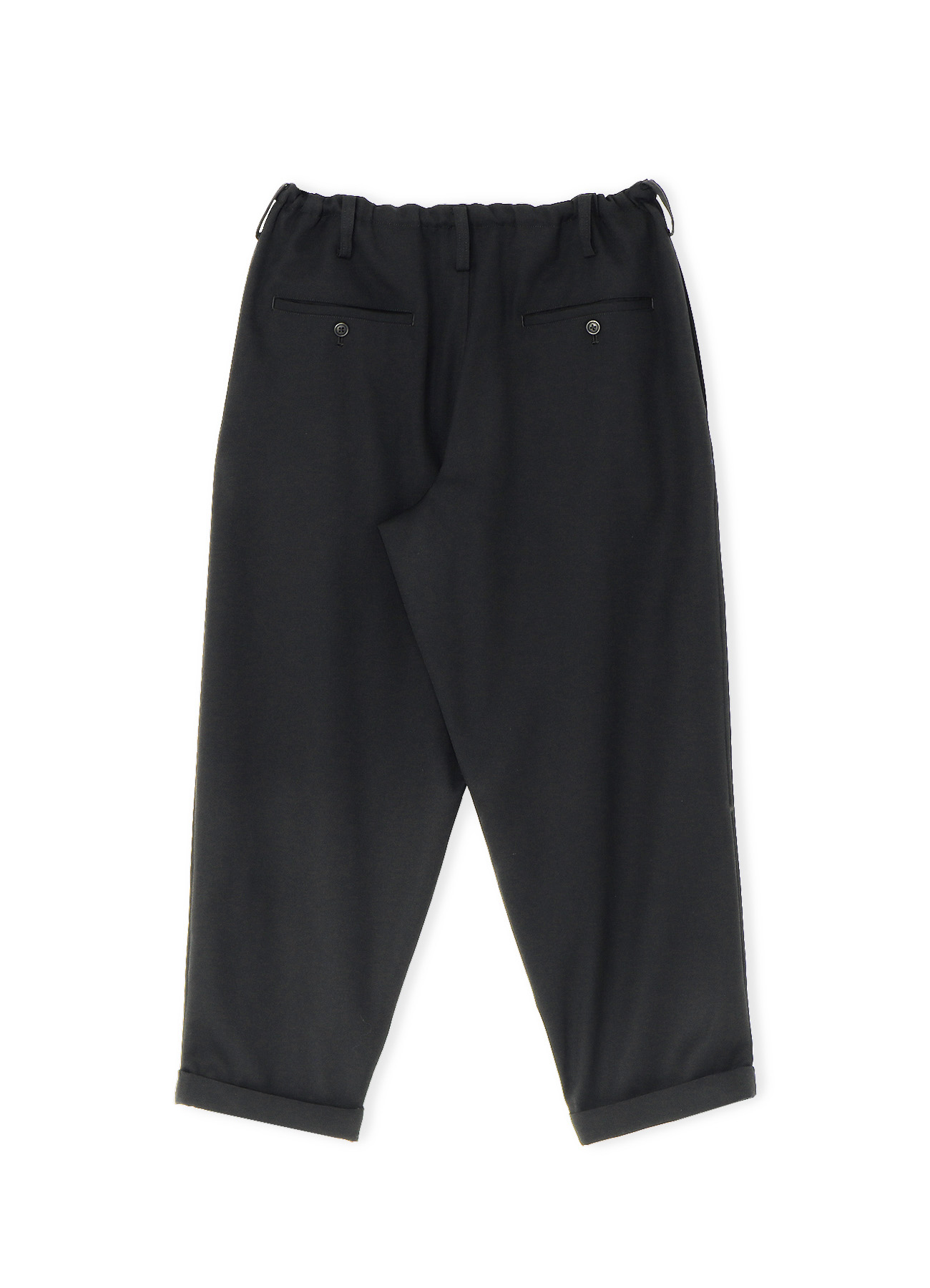 WOOL GABARDINE DRAWSTRING PANTS WITH BOX POCKET ZIG-ZAG STITCH