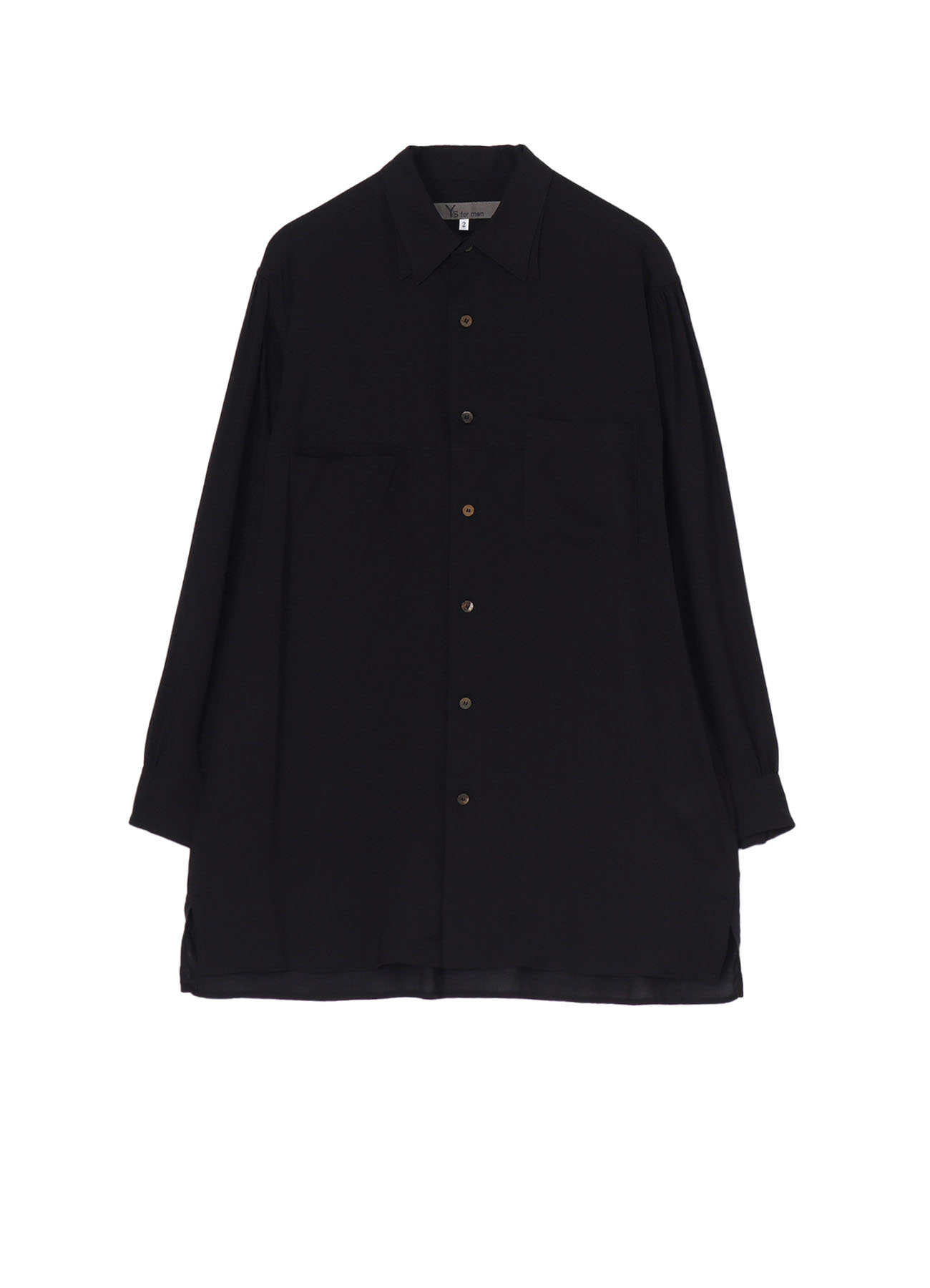 CELLULOSE LAWN DOUBLE COLLAR BIG SHIRT