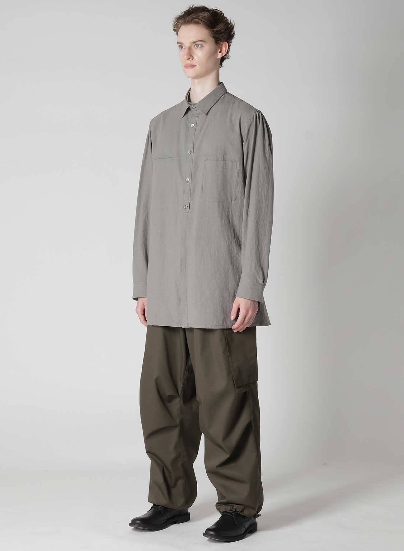 LINEN COTTON CANVAS CHAIN STITCH SHIRT