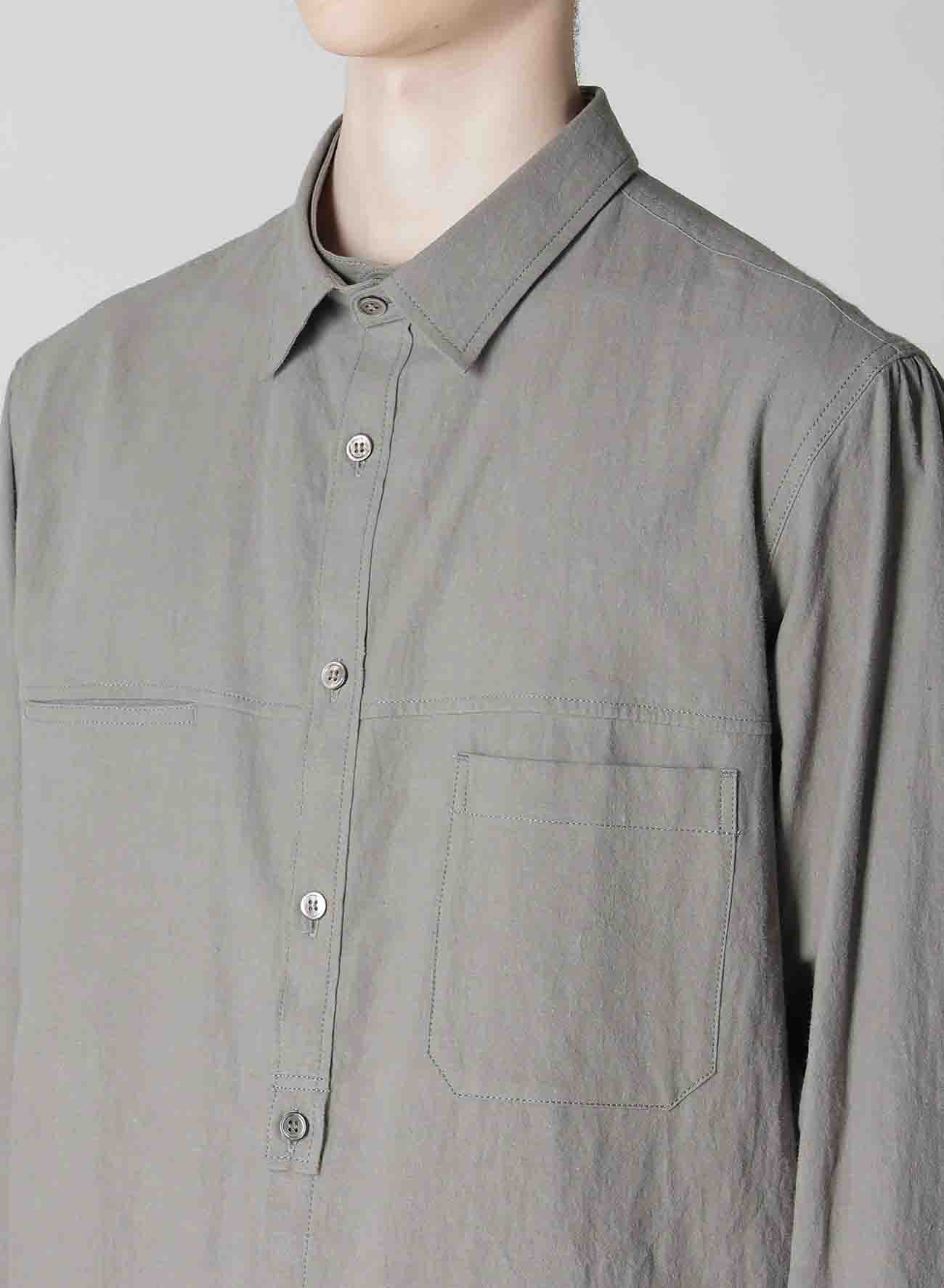 LINEN COTTON CANVAS CHAIN STITCH SHIRT