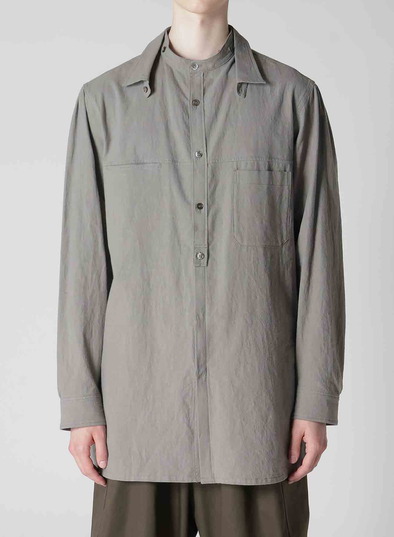 LINEN COTTON CANVAS CHAIN STITCH SHIRT