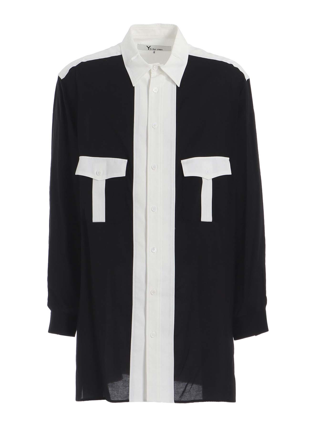 MONOCHROME PANEL TUCK COLLAR SHIRT