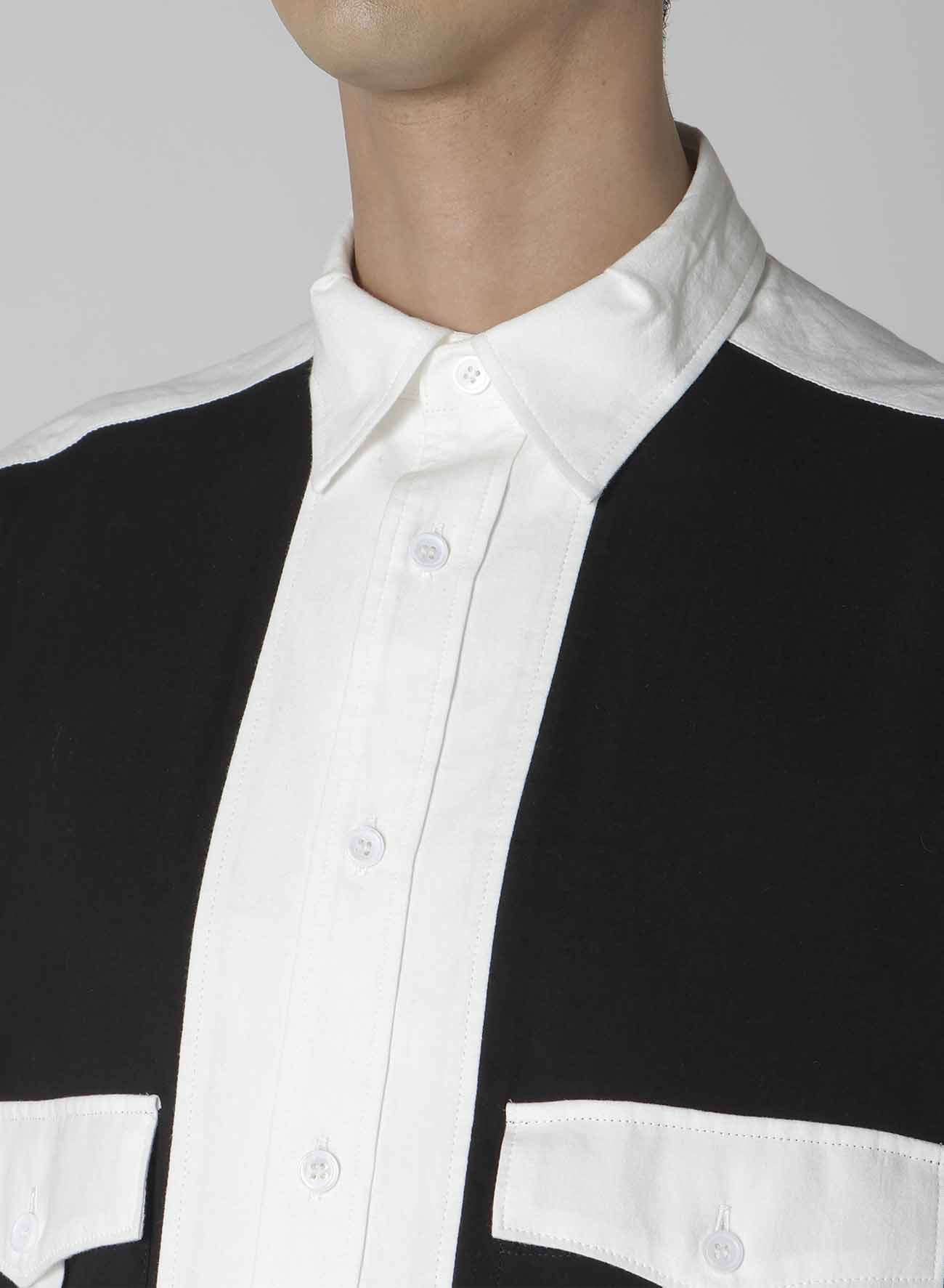 MONOCHROME PANEL TUCK COLLAR SHIRT