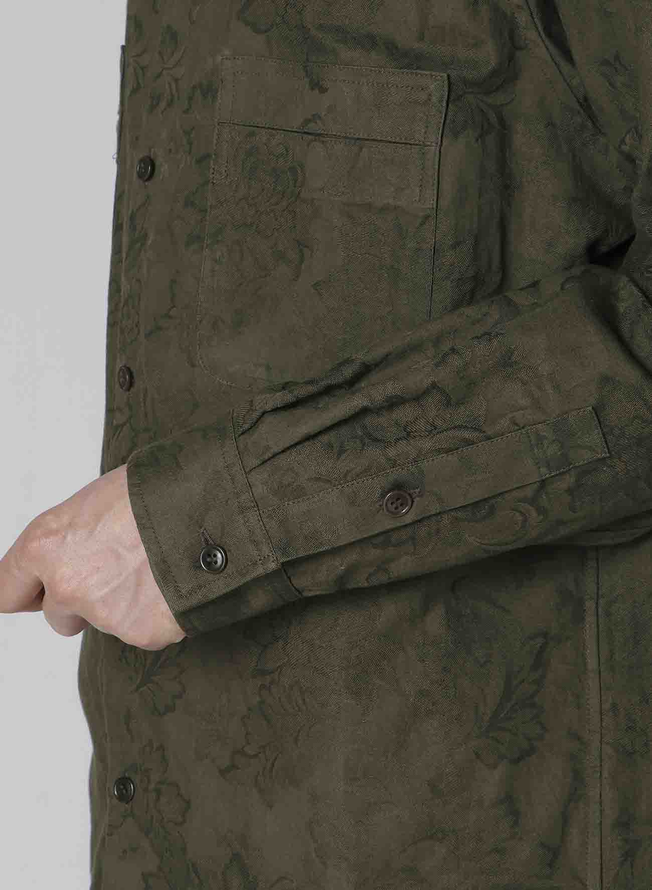 KHAKI FLOWER JACQUARD SHIRT