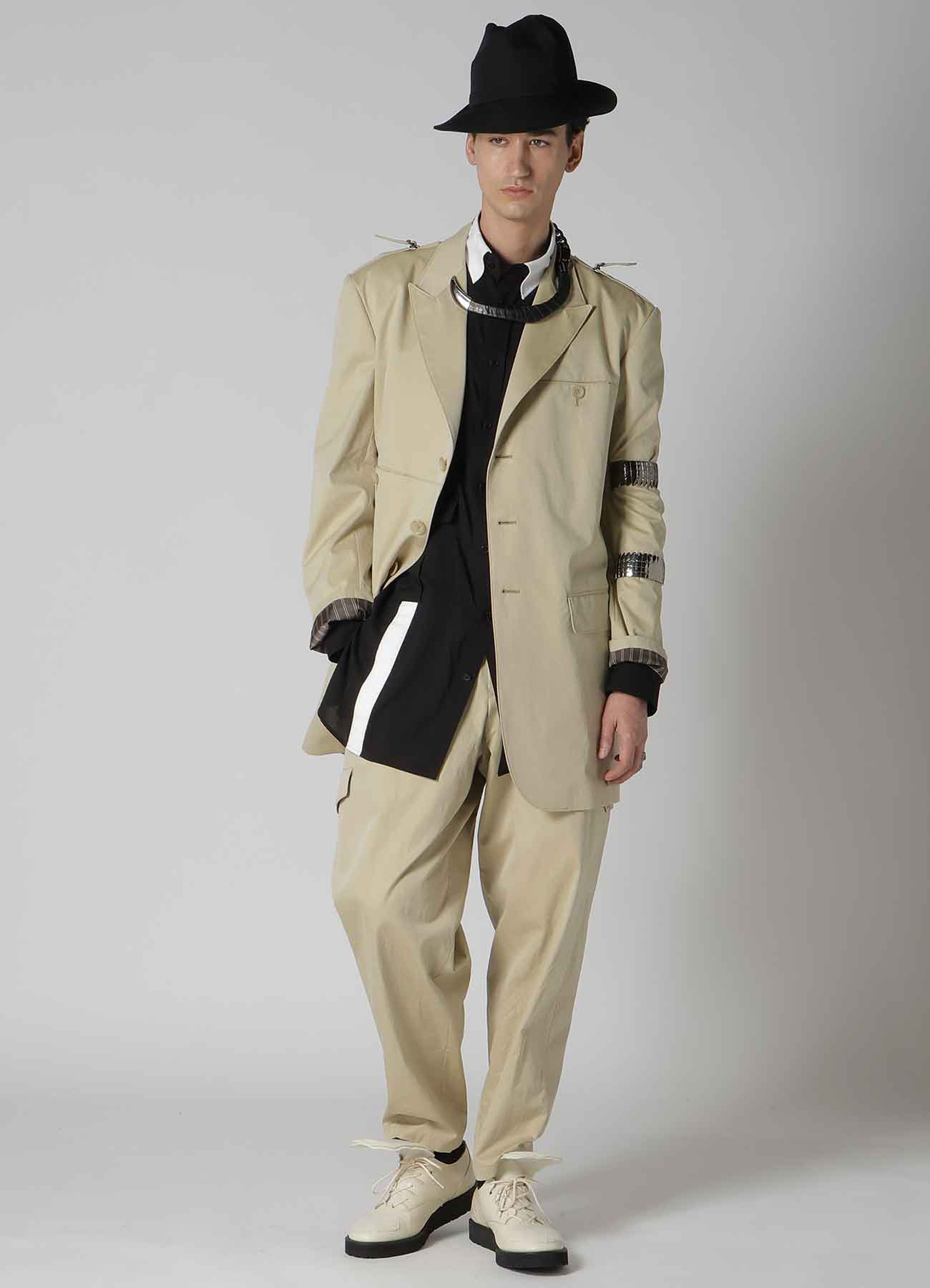 COTTON GABARDINE JACKET WITH SHOULDER BUCKLE PEAKED