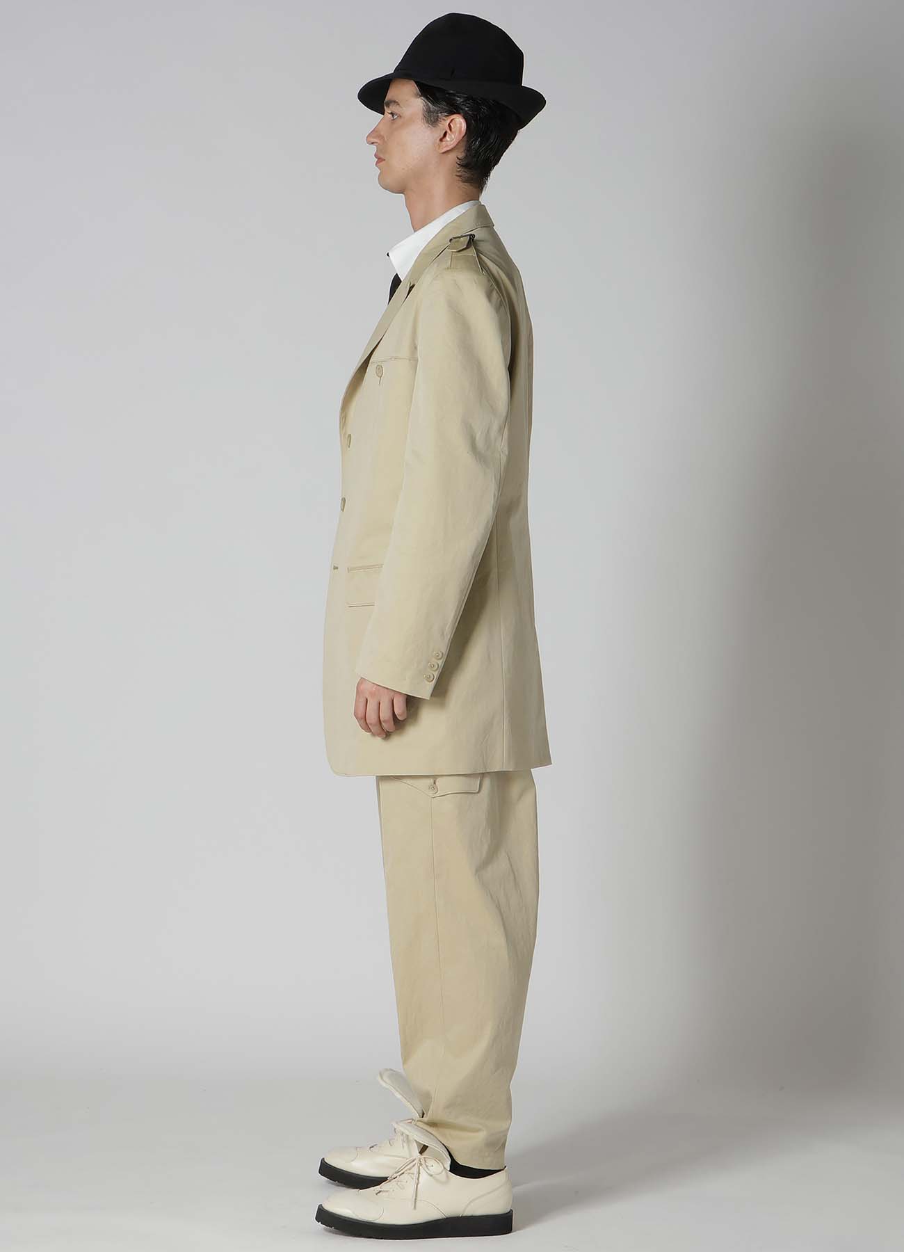 COTTON GABARDINE JACKET WITH SHOULDER BUCKLE PEAKED