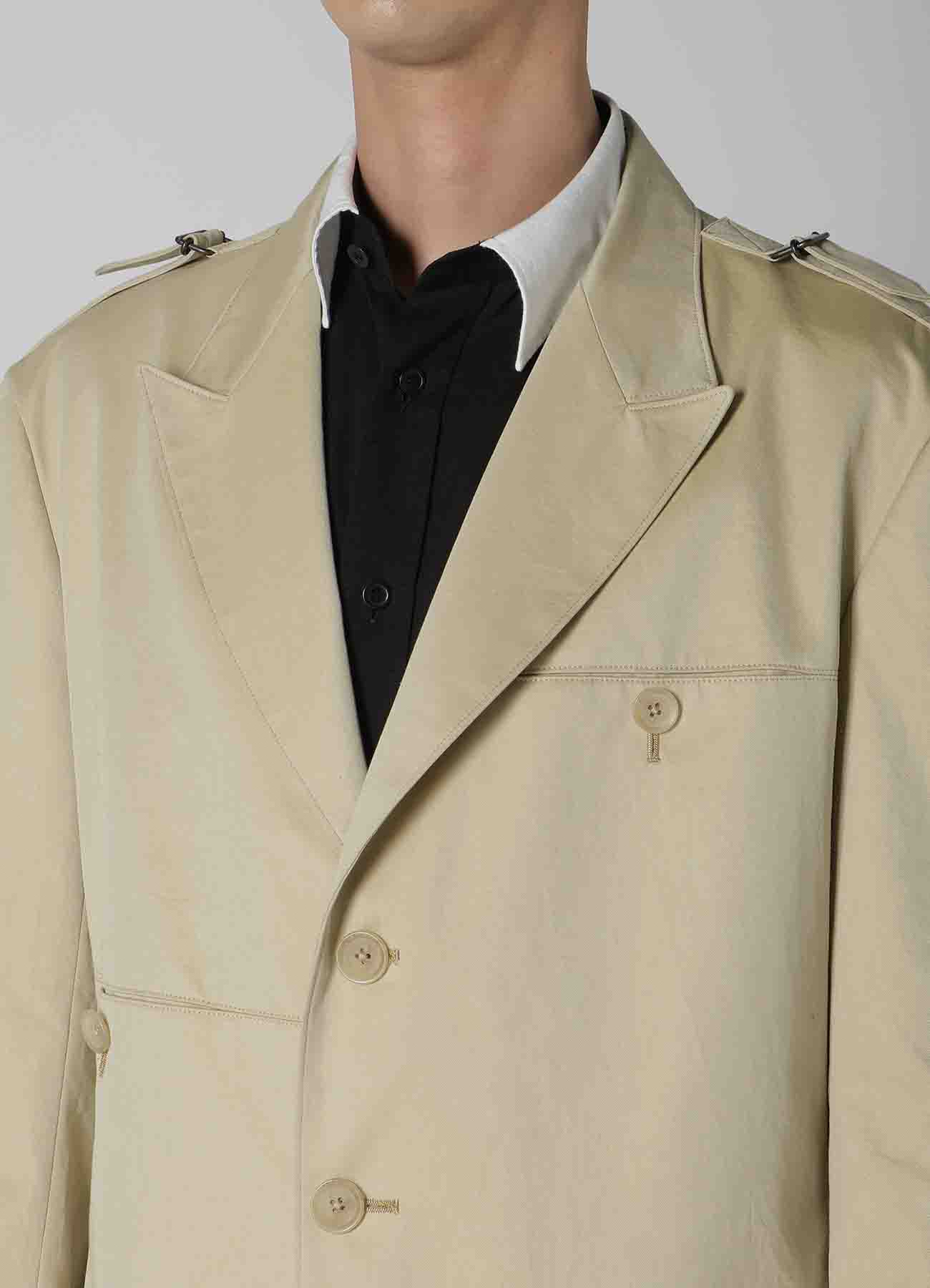 COTTON GABARDINE JACKET WITH SHOULDER BUCKLE PEAKED