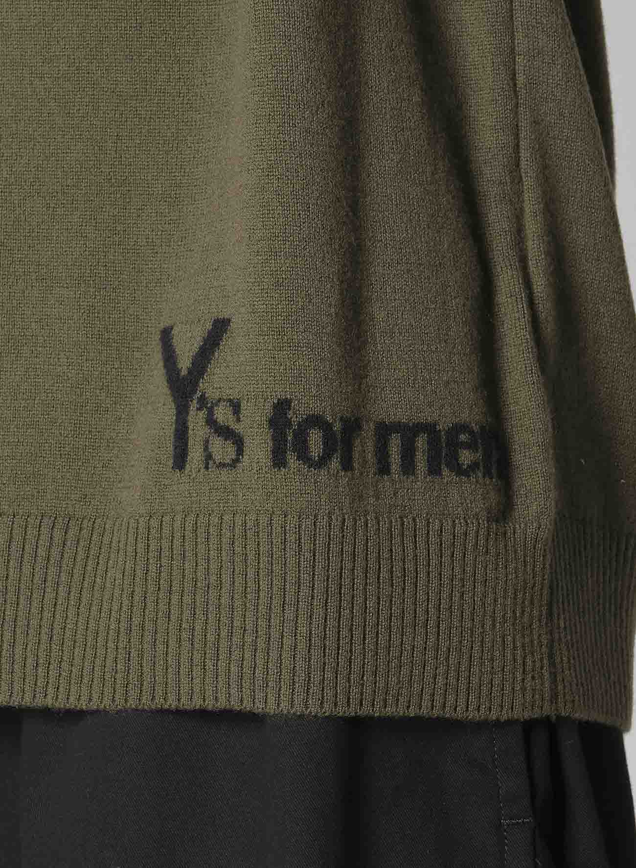 ROUND NECK INTARSIA KNIT WITH "Y's for men" LOGO