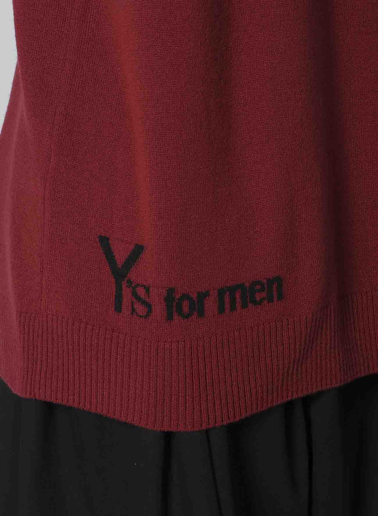 TURTLE NECK INTARSIA KNIT WITH "Y's for men" LOGO