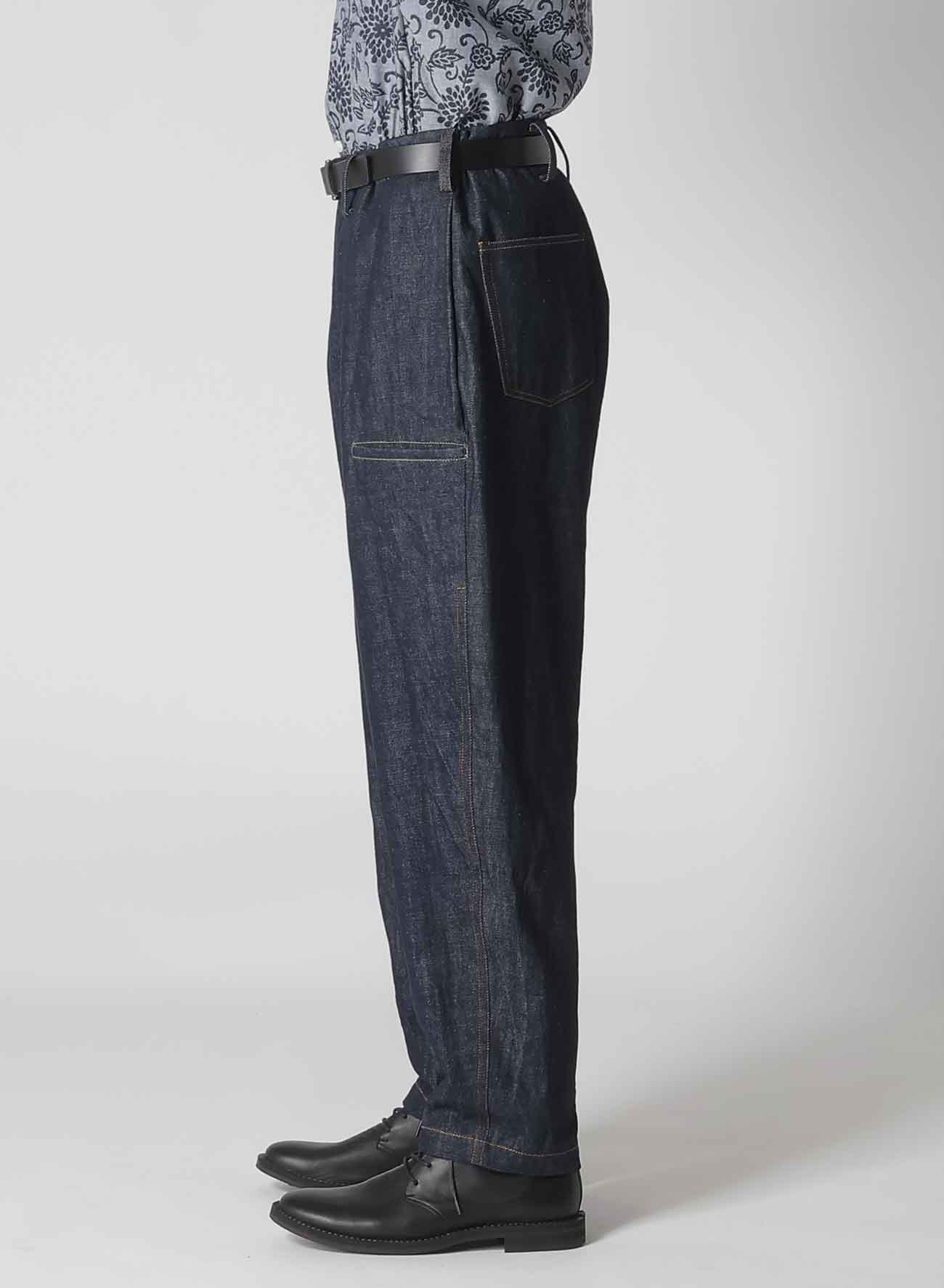 12oz DENIM SIDE TUCK PANTS WITH COLOR COMBI STITCH