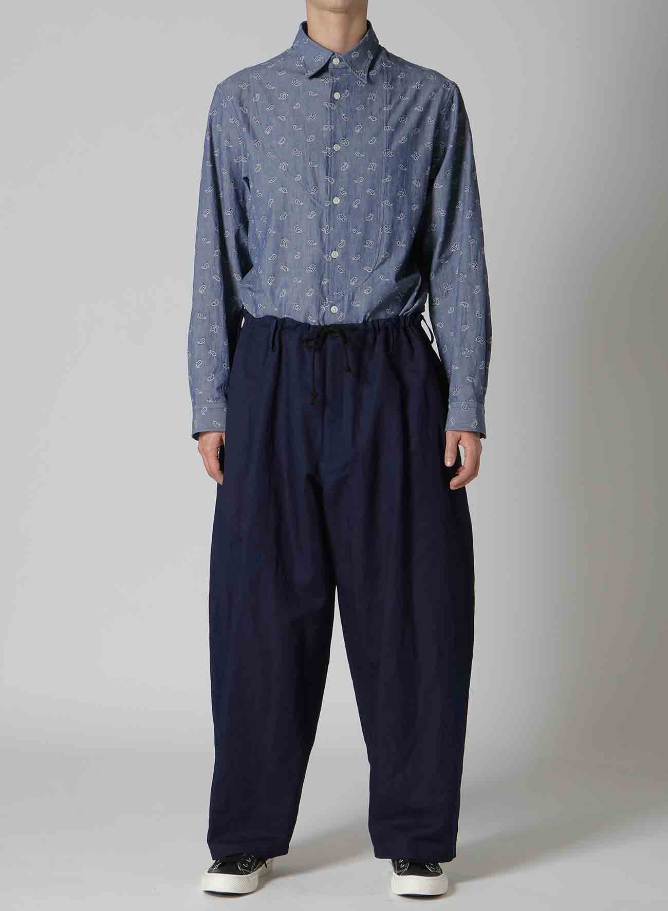 COTTON FLAX DENIM STRING PANTS