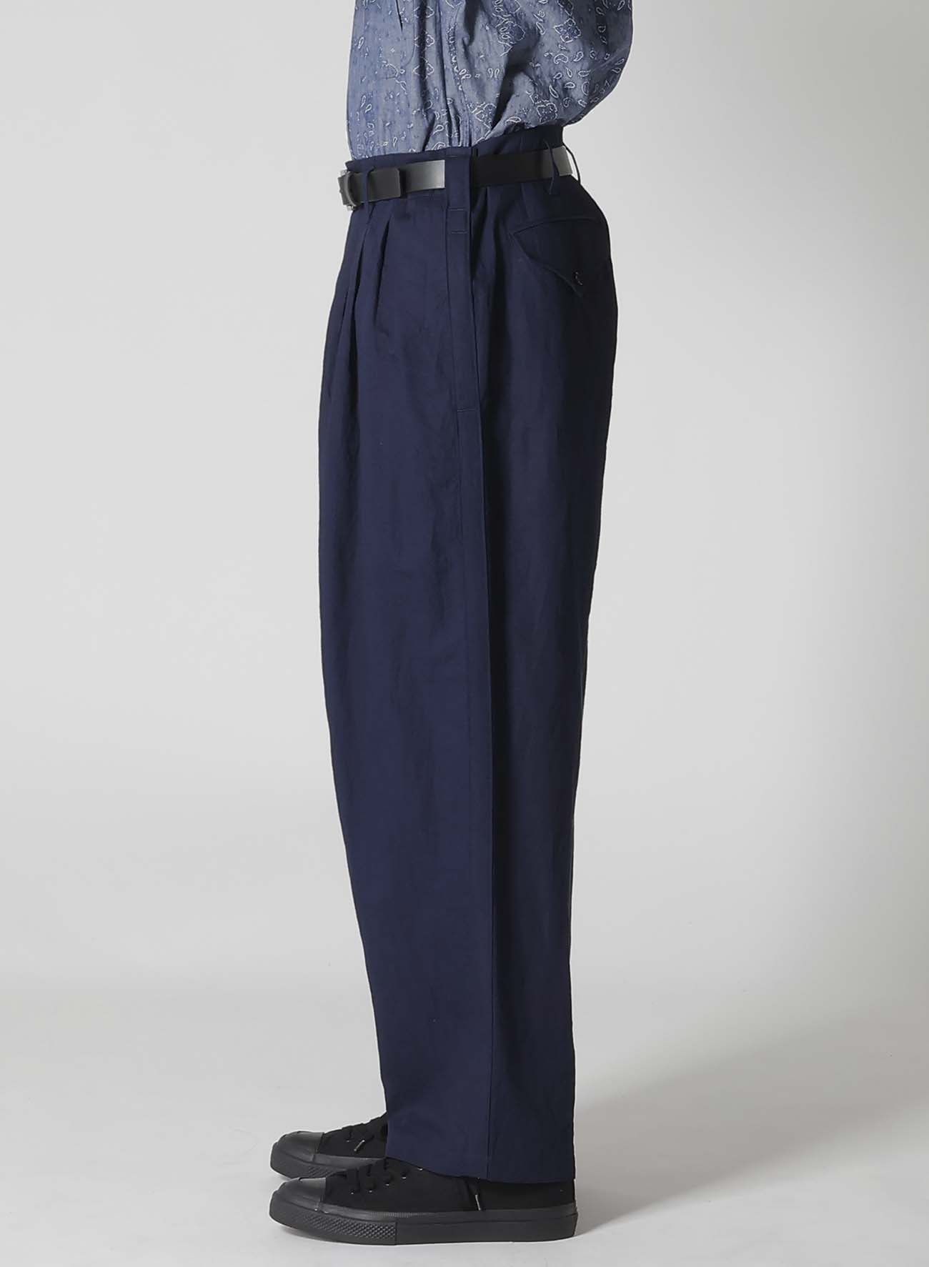 COTTON FLAX DENIM PANTS WITH SIDE TAPE