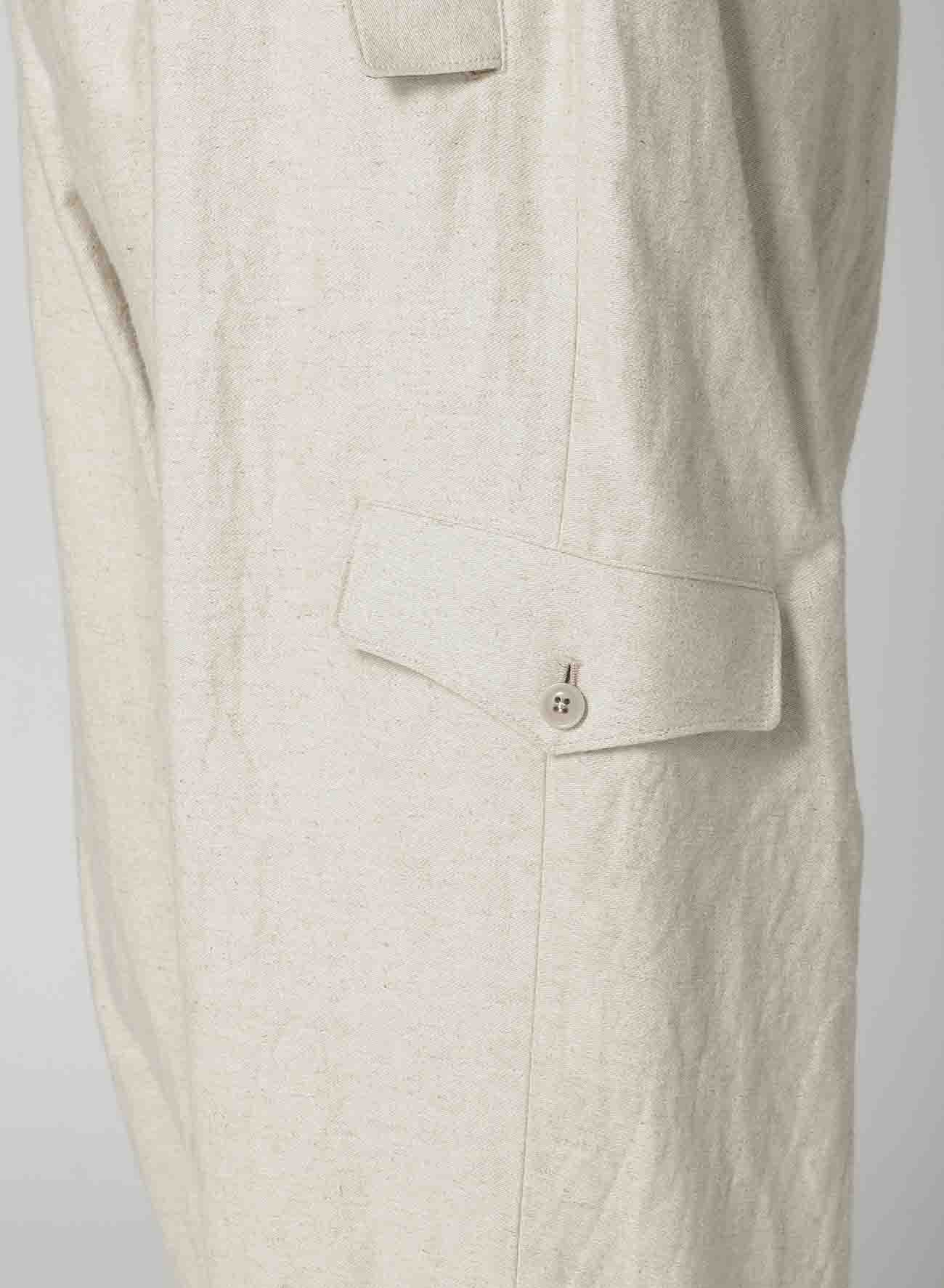 COTTON LINEN DOUBLE SATIN PANTS WITH FLAP POCKET