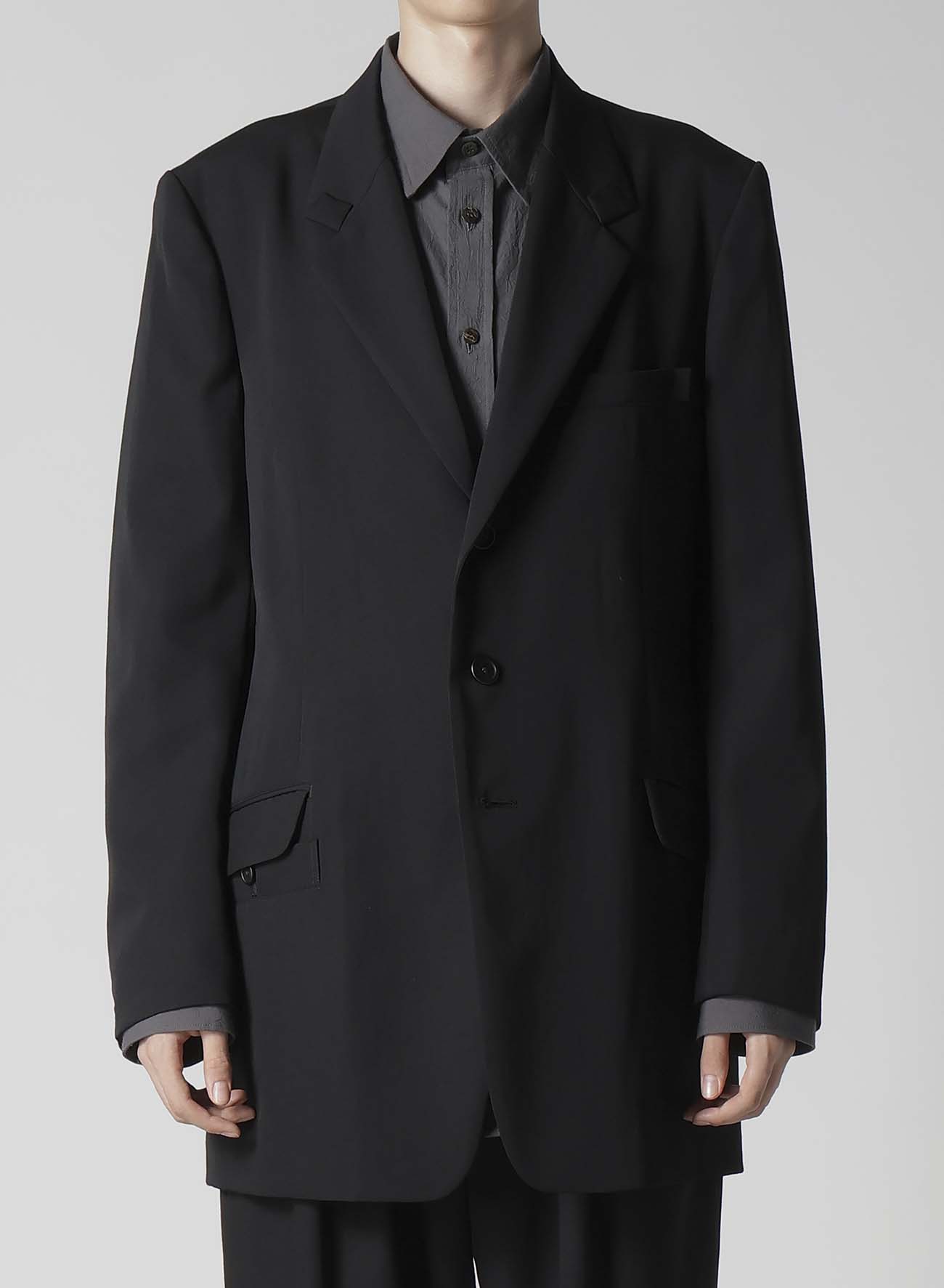 WOOL GABARDINE TURN BACK COLLAR JACKET