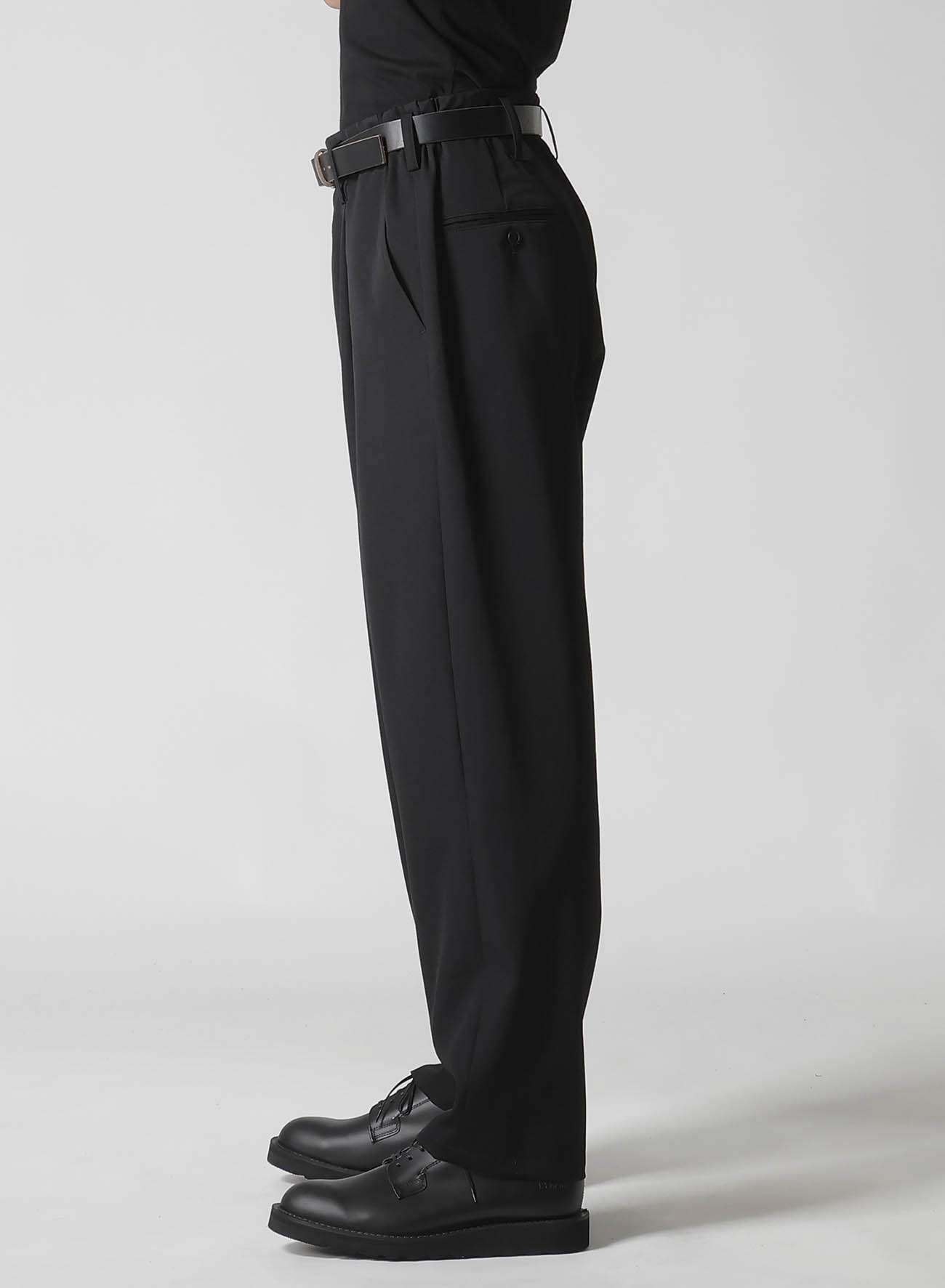 WOOL GABARDINE WAIST STRING PANTS