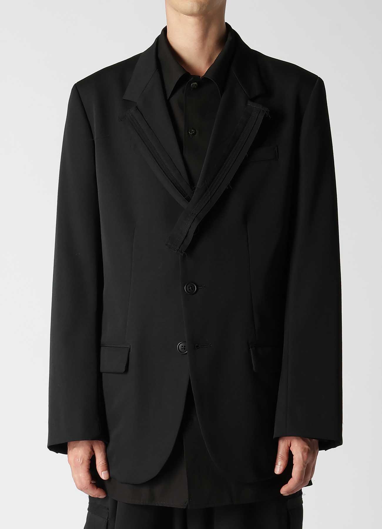 WOOL GABARDINE 3-BUTTONS JACKET WITH DECORATIVE CLOTH