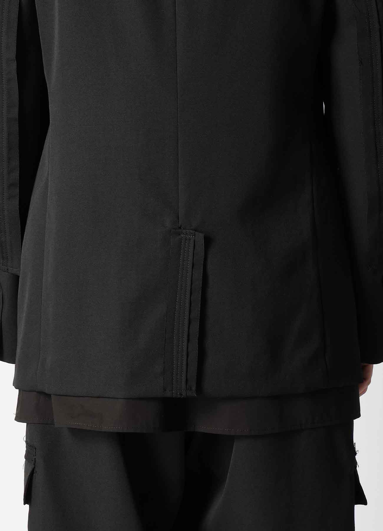 WOOL GABARDINE 3-BUTTONS JACKET WITH DECORATIVE CLOTH